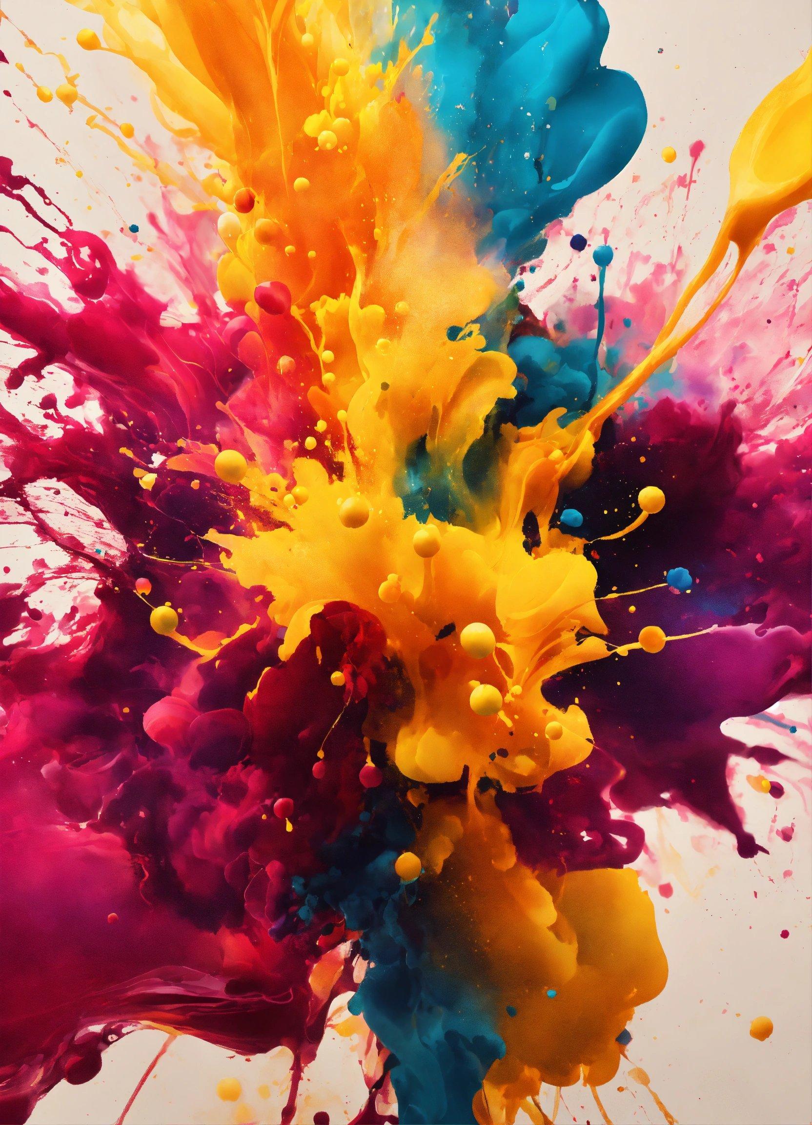 A Colorful Explosion Of Paint On A White Background