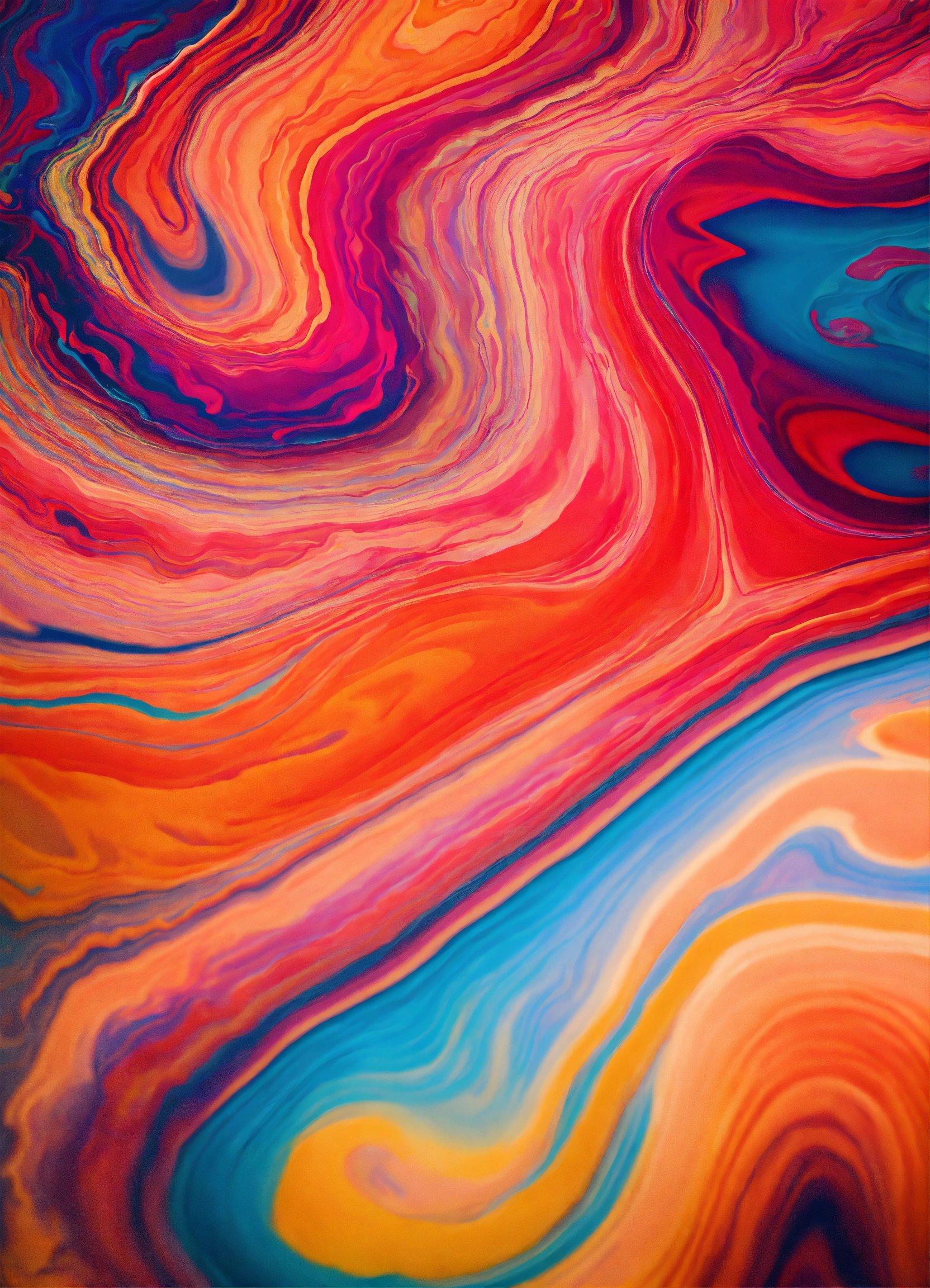 A Colorful Fluid Painting With A Black Background