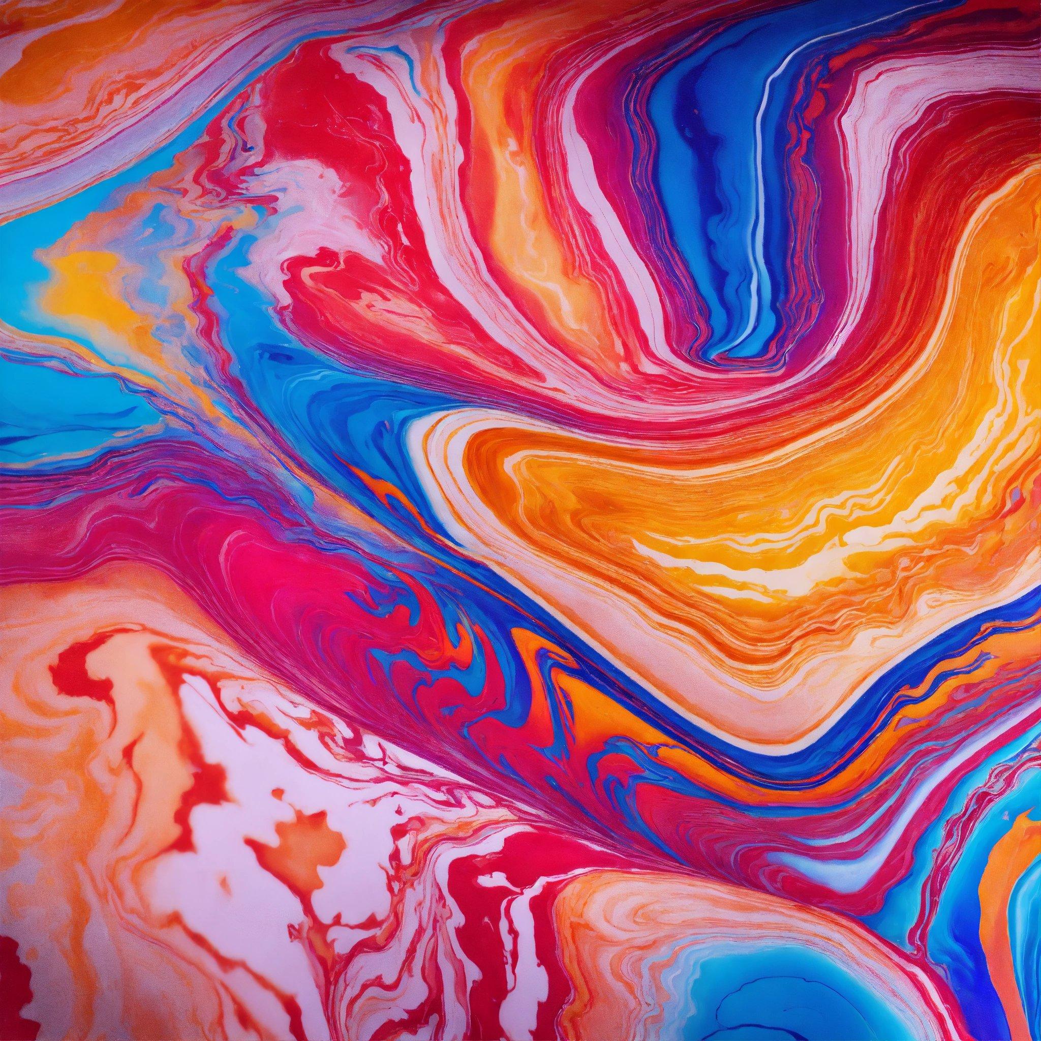 A Colorful Fluid Painting With Different Colors