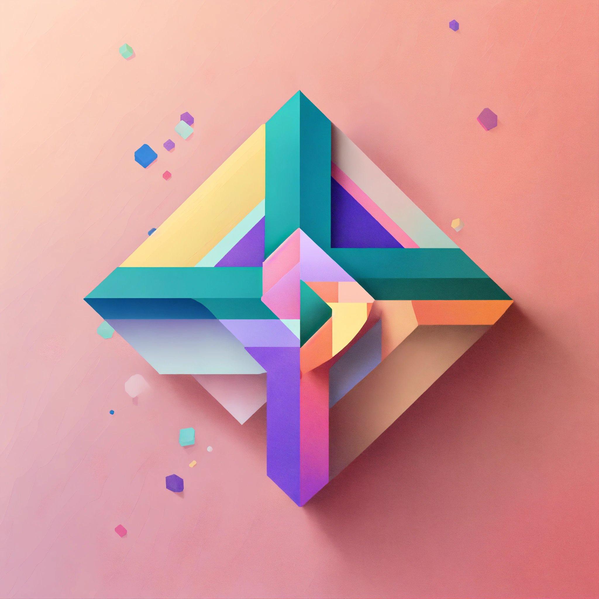 A Colorful Geometric Design On A Pink Background