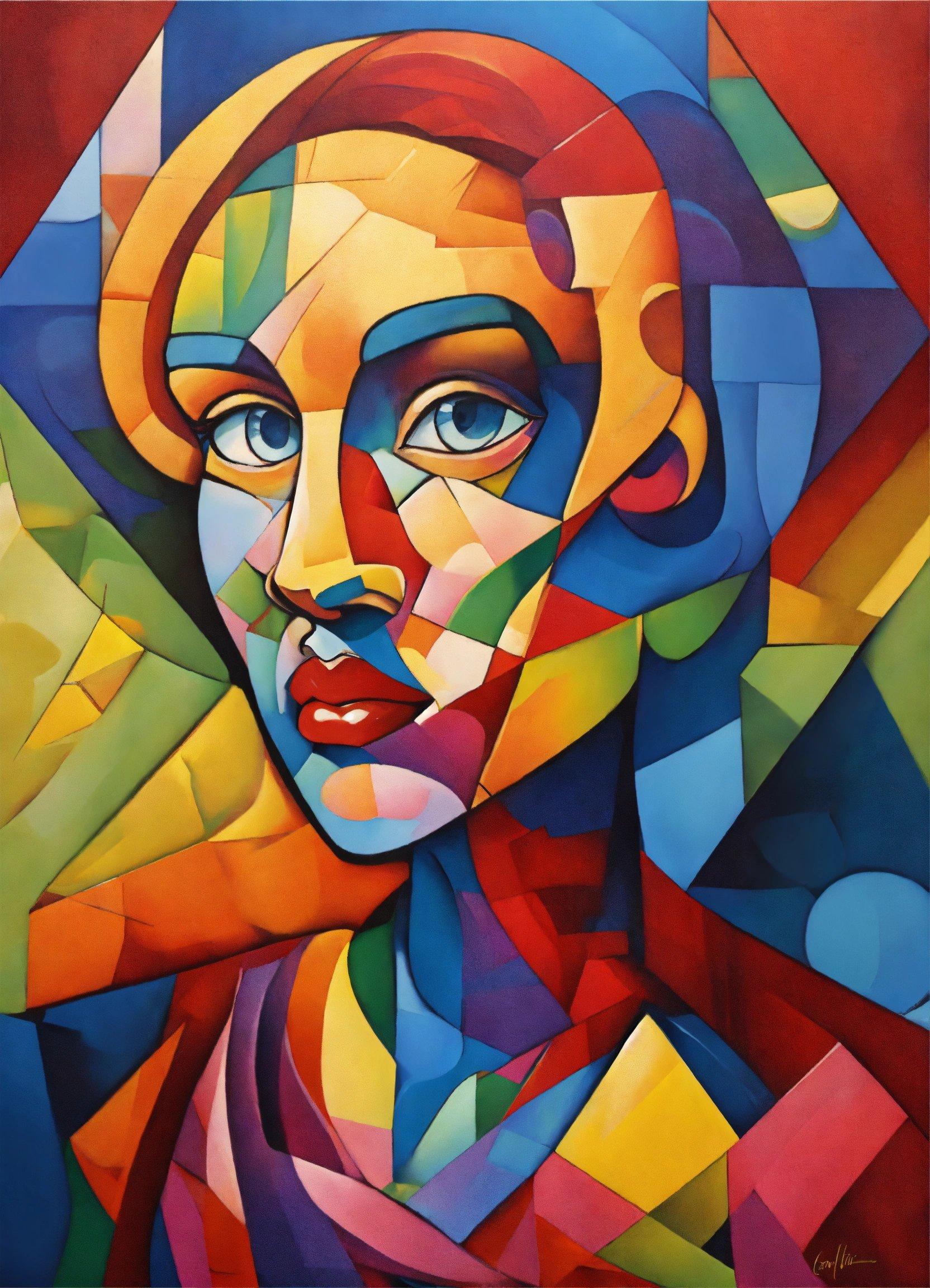 A Colorful Painting Of A Woman