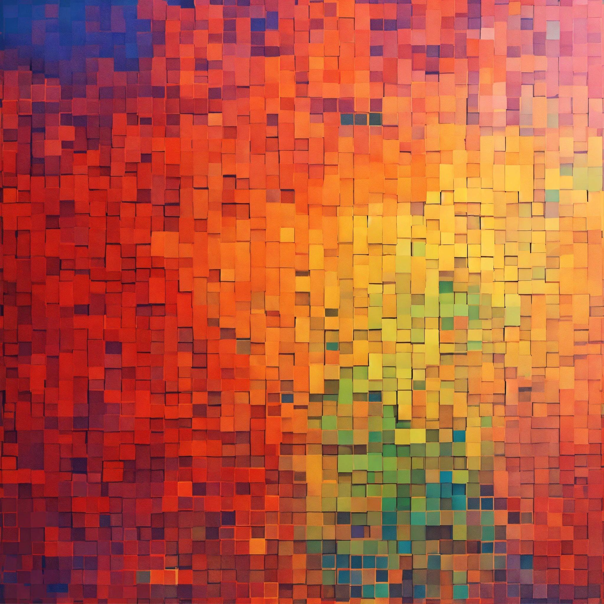 A Colorful Painting Of Squares Of Different Colors