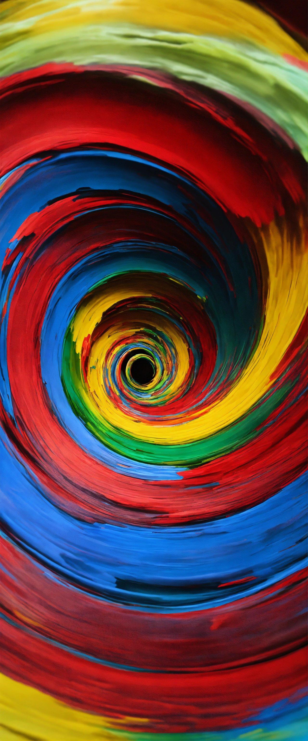 A Colorful Painting With A Spiral Design On It