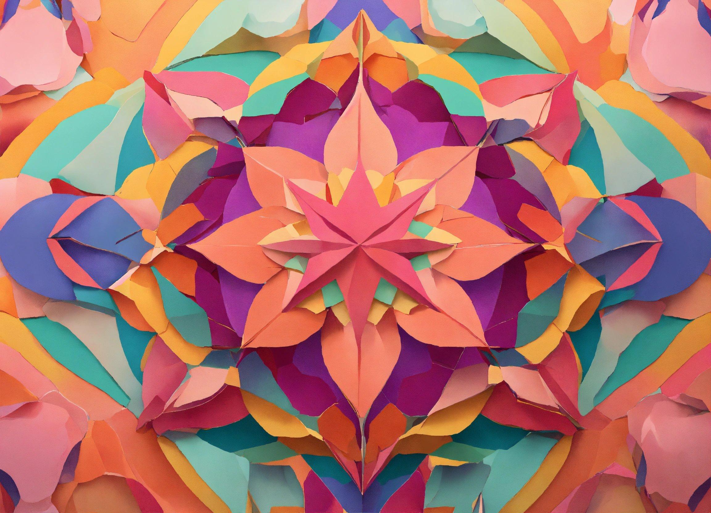 A Colorful Paper Art Work Of A Flower