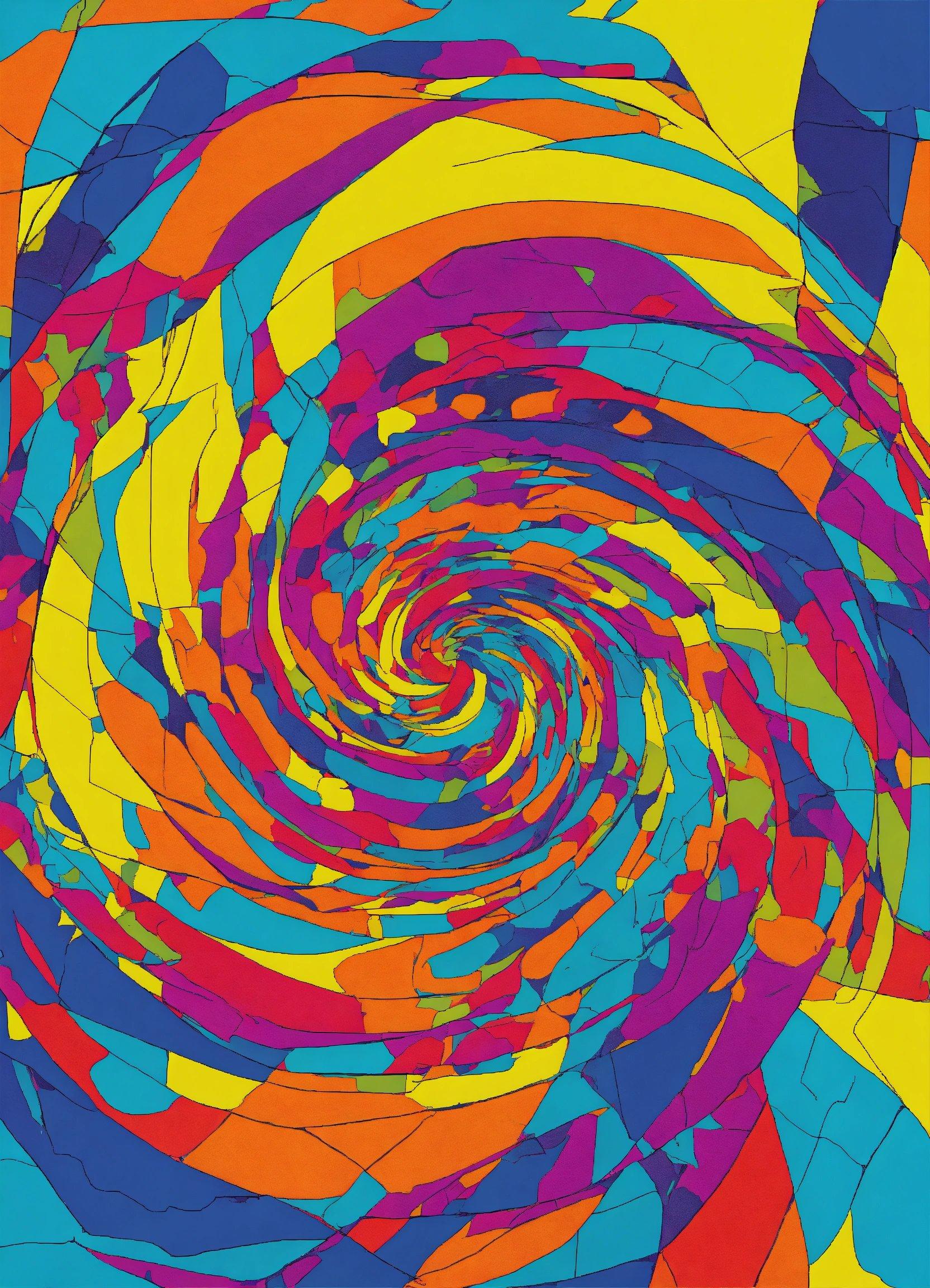 A Colorful Picture Of A Spiral Design On A Yellow Background