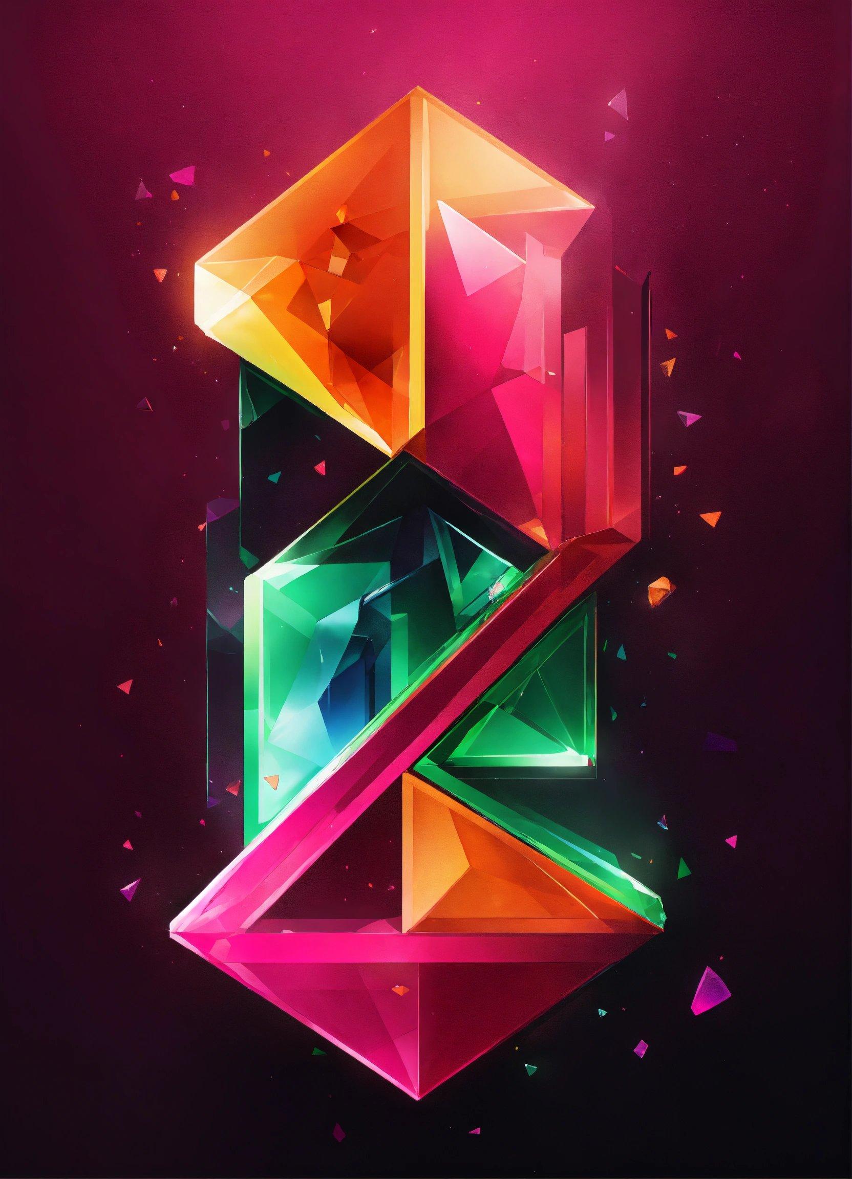 A Colorful Poster With Geometric Shapes On A Dark Background