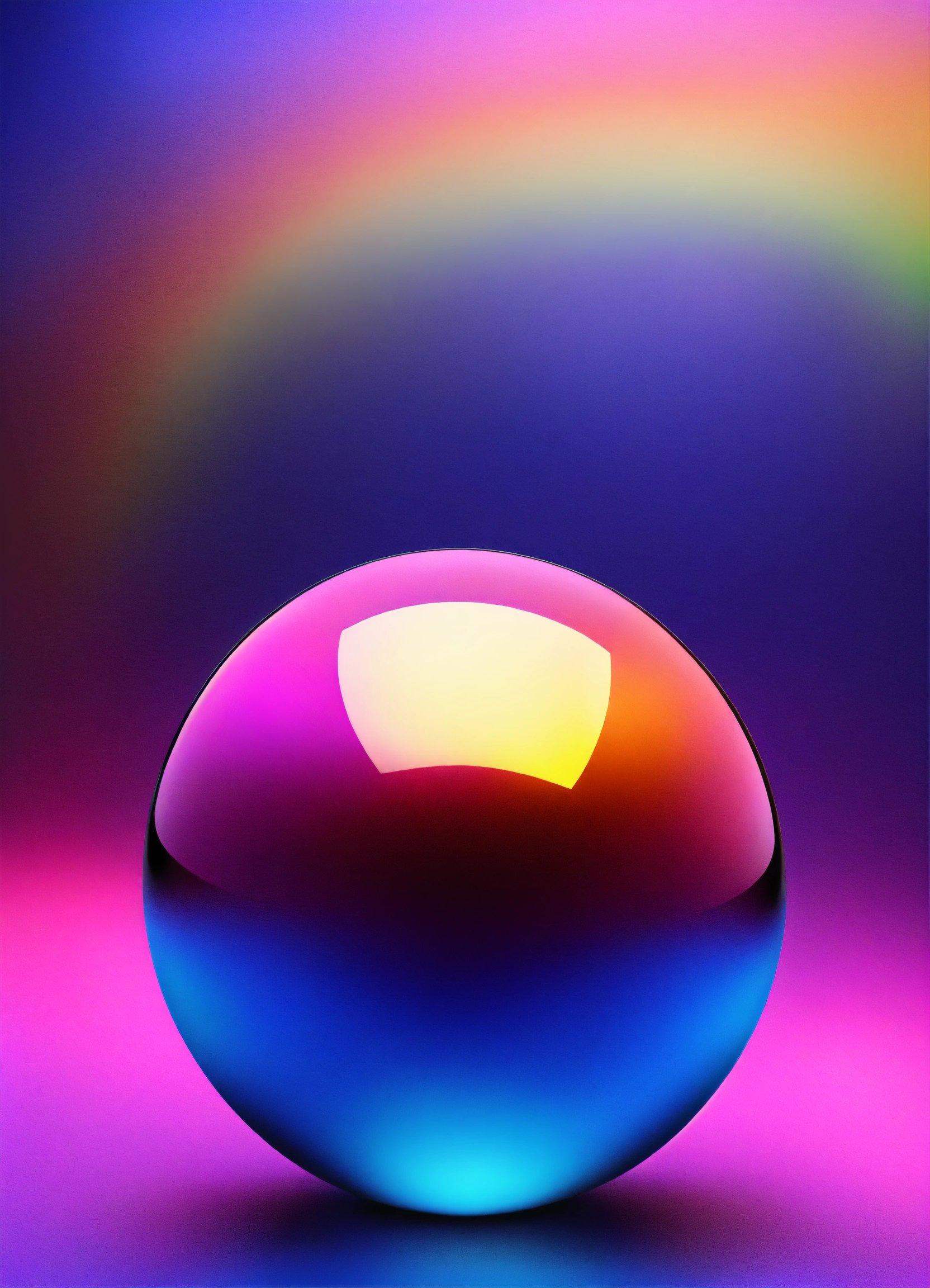 A Colorful Sphere With A Rainbow In The Background