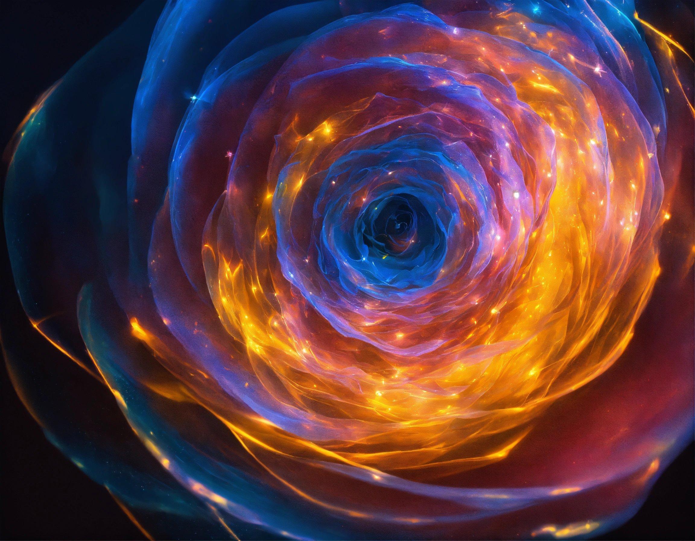 A Colorful Spiral Of Light Is Shown In This Image