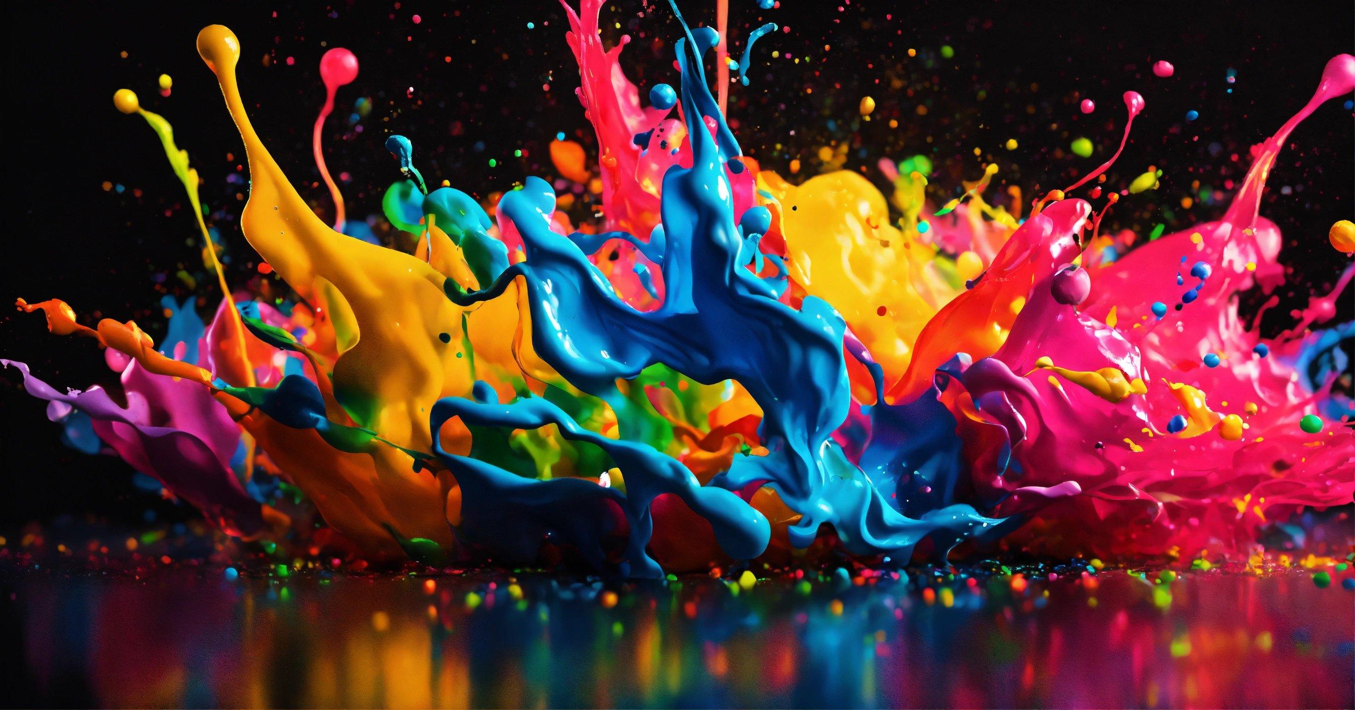 A Colorful Splash Of Paint On A Black Background