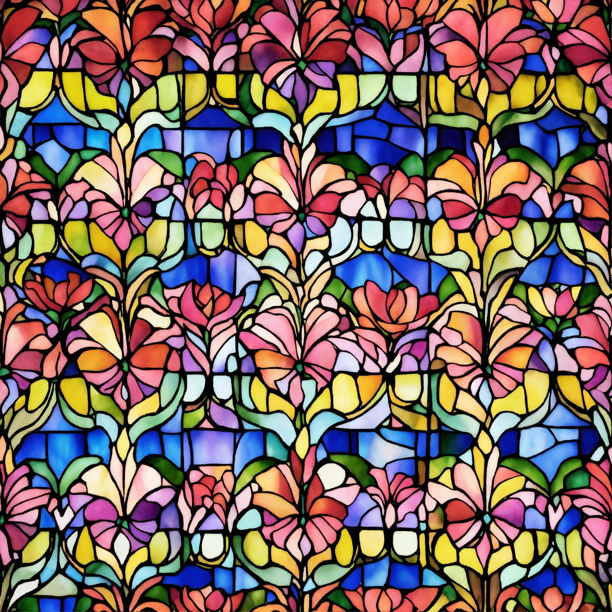 A Colorful Stained Glass Window With Many Different Colors