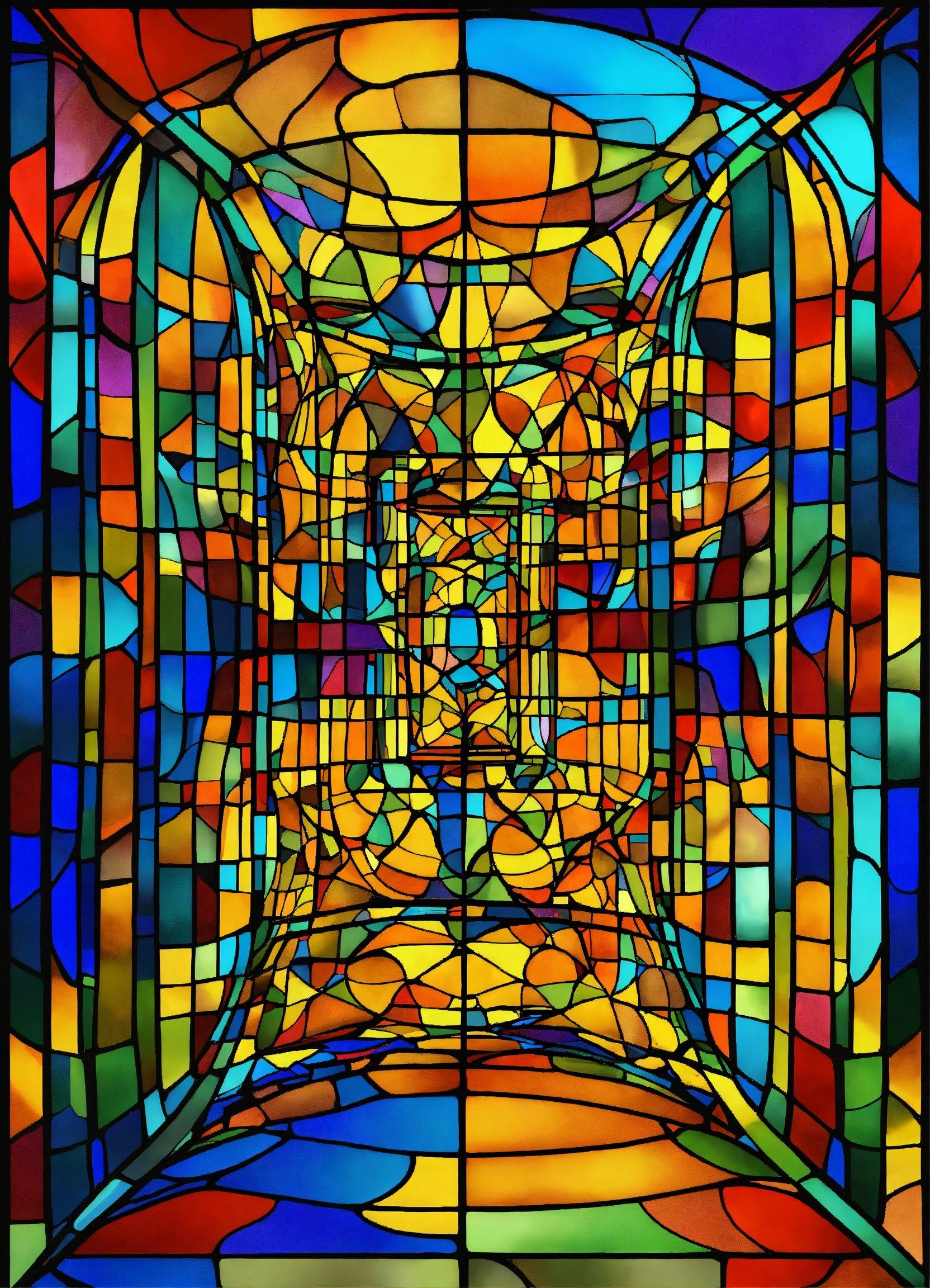 A Colorful Stained Glass Window With Multiple Colors