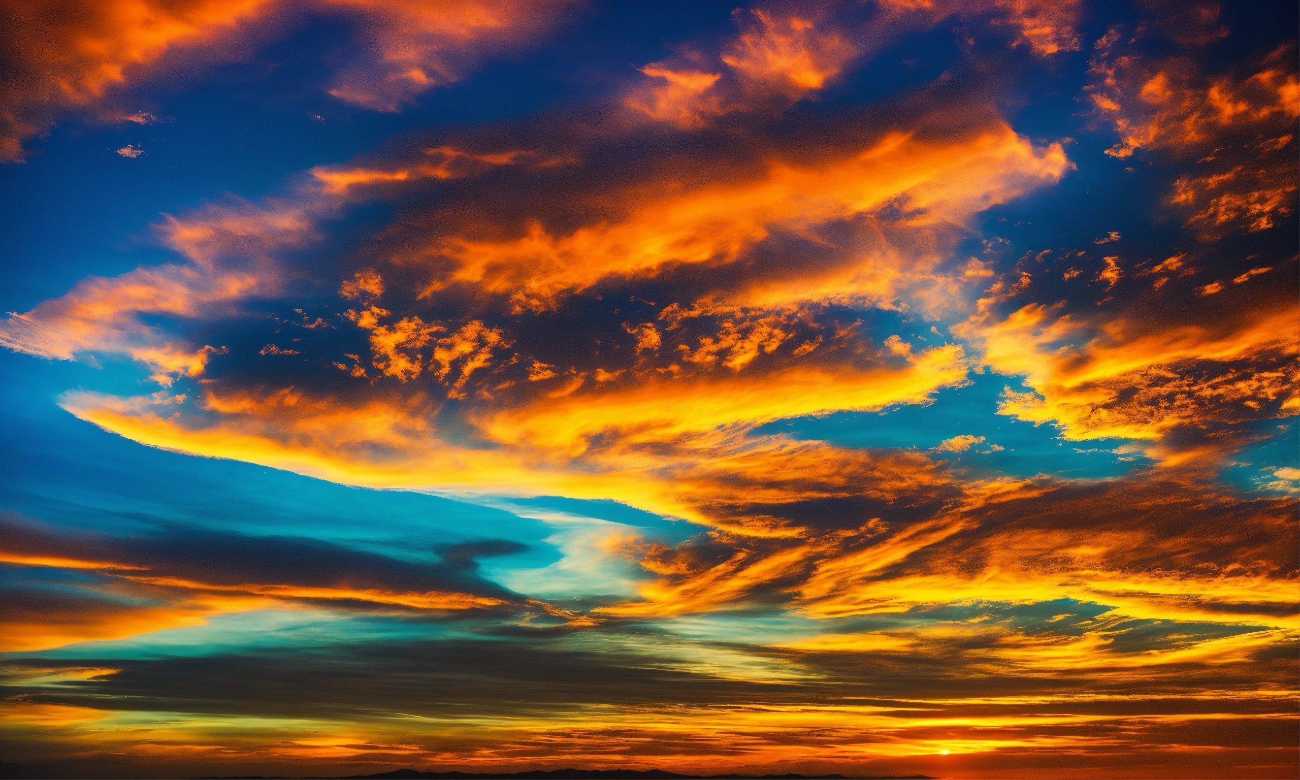 A Colorful Sunset With Clouds In The Sky