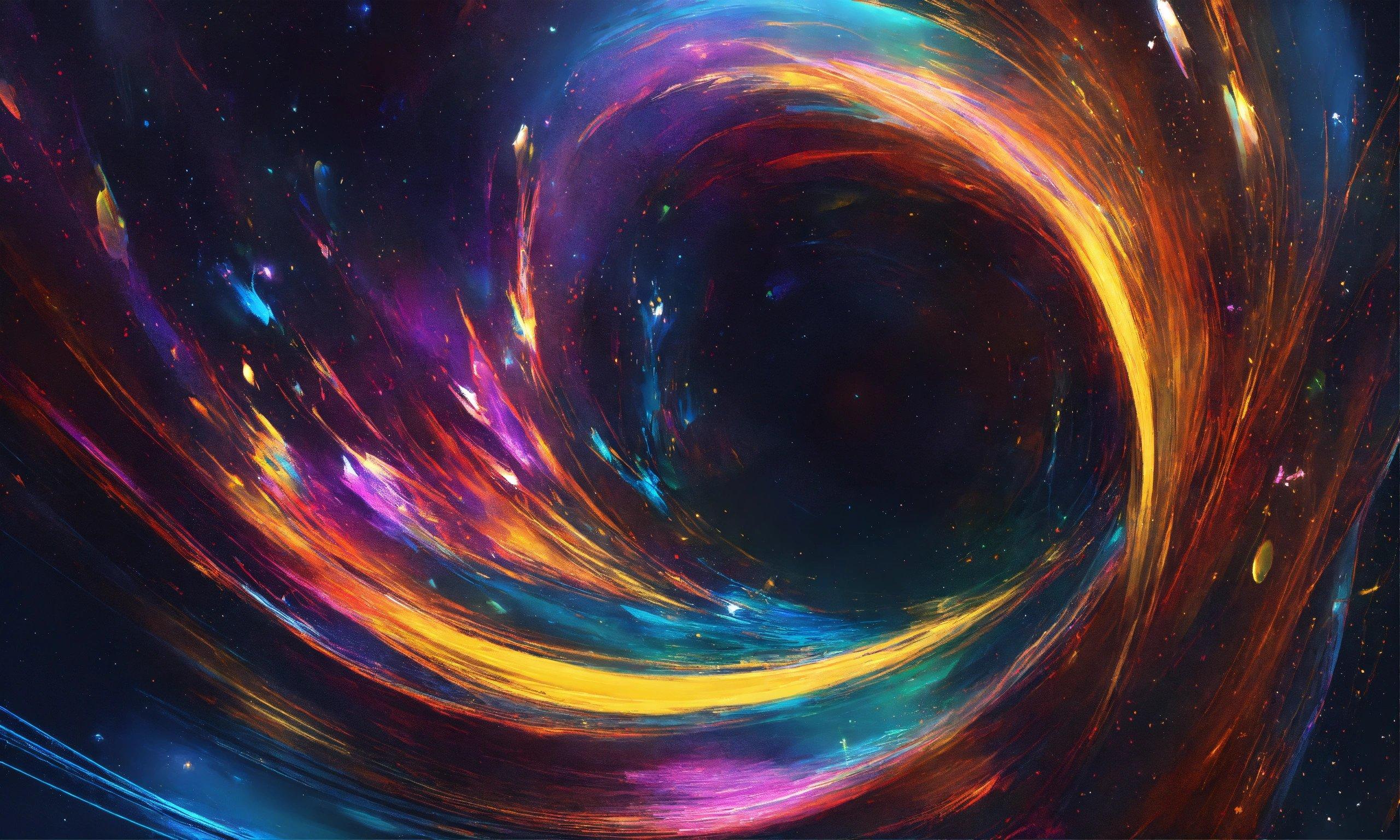 A Colorful Swirl Of Light In The Middle Of A Dark Background