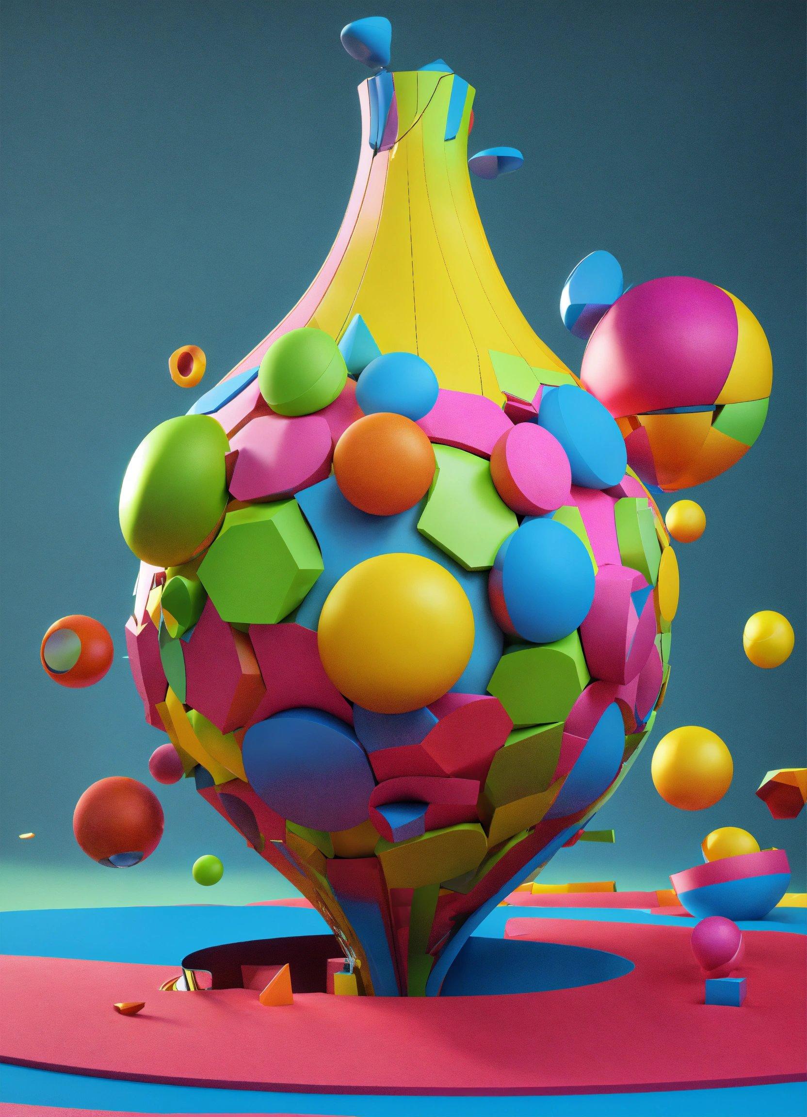 A Colorful Vase With Lots Of Different Colored Balls