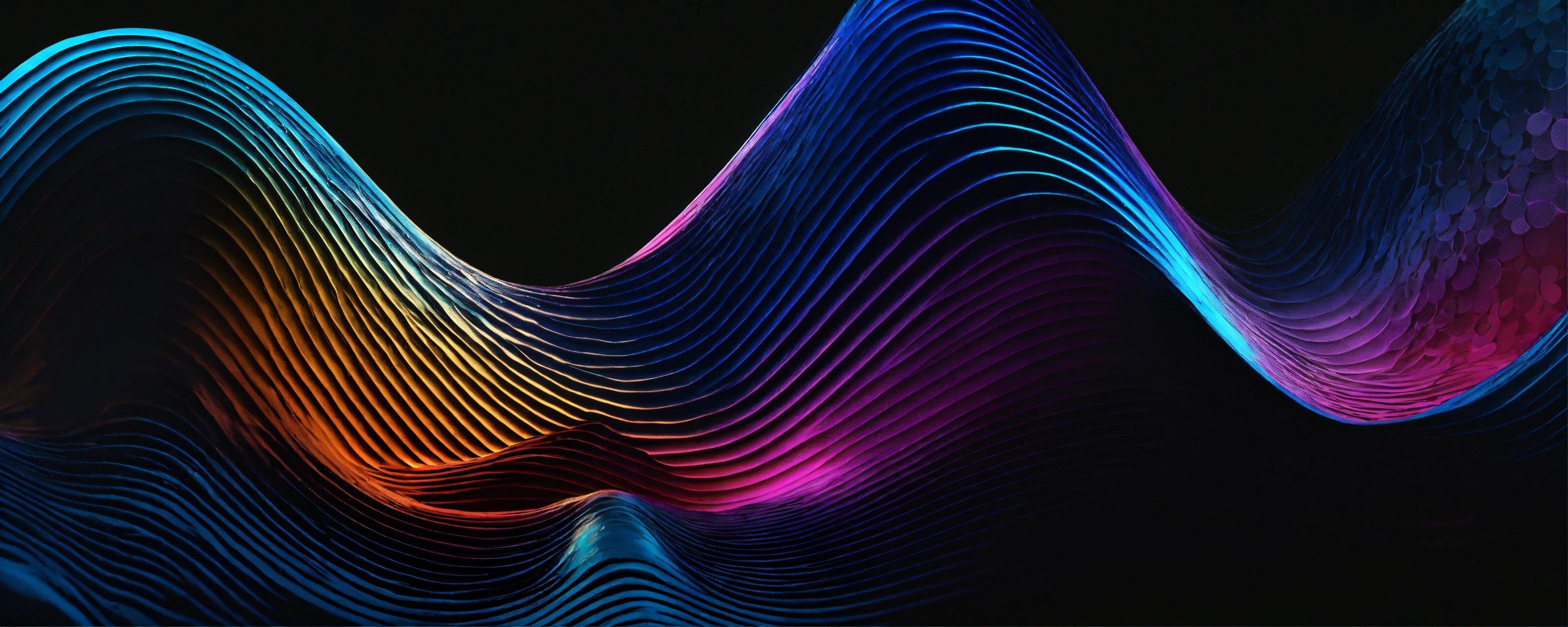 A Colorful Wave Of Lines On A Black Background