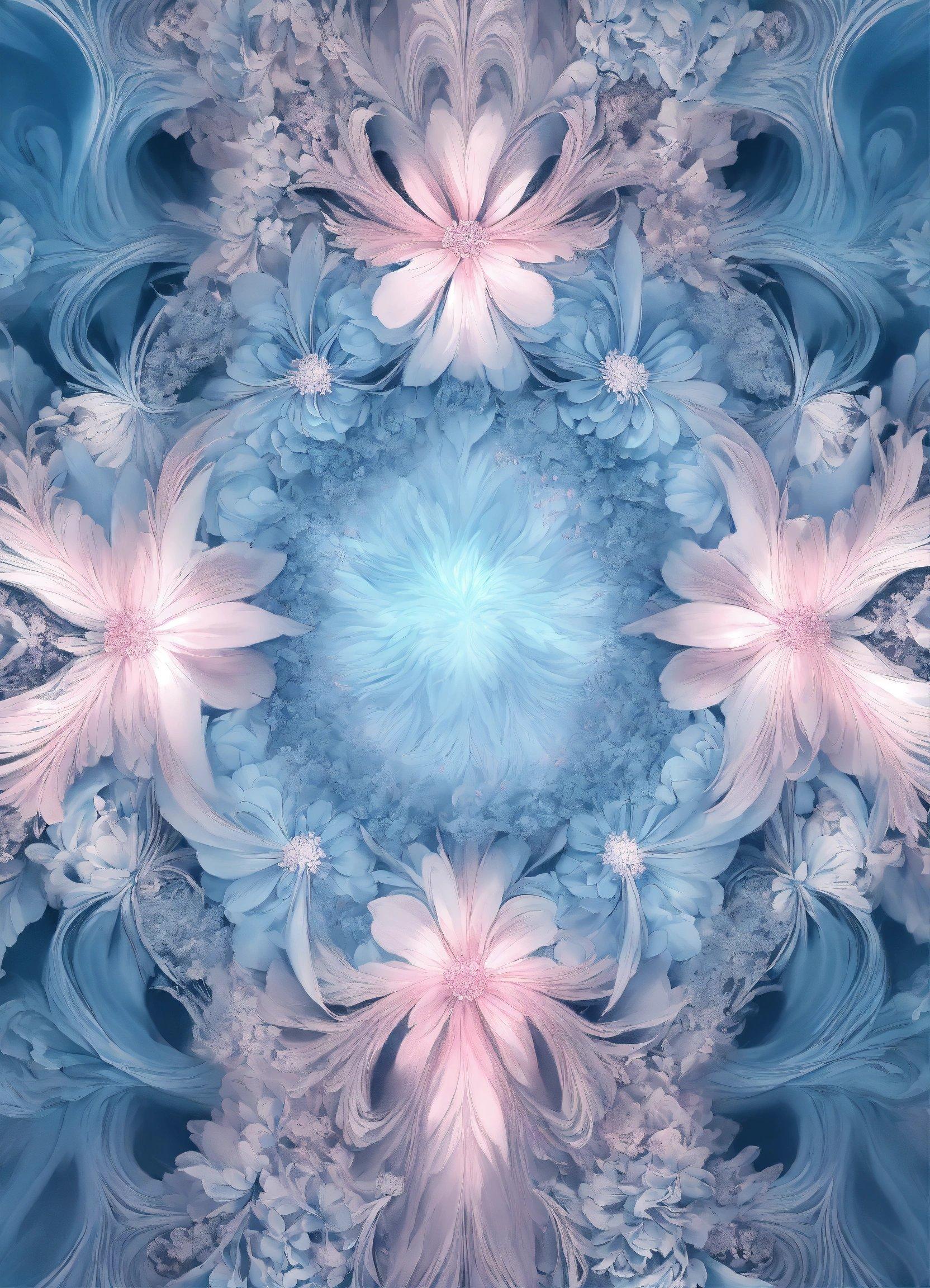 A Computer Generated Image Of A Blue And Pink Flower