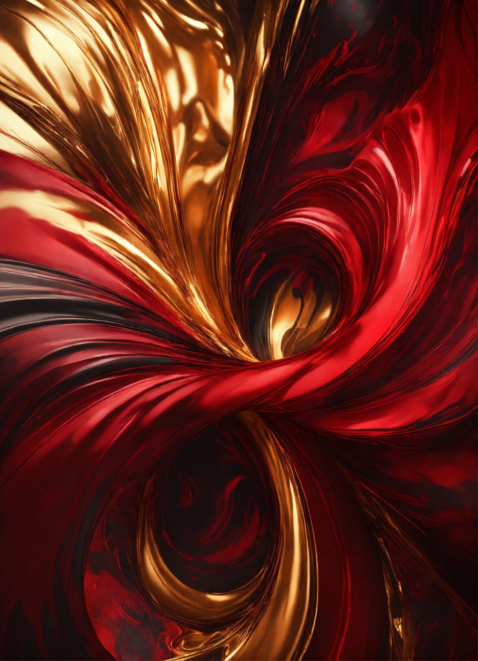 A Computer Generated Image Of A Red And Gold Swirl