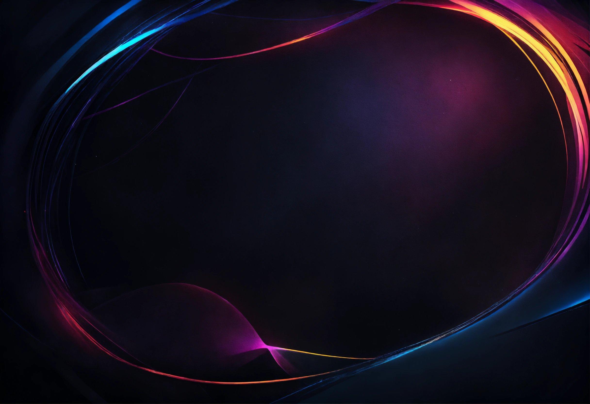 A Dark Background With Colorful Lines And Curves