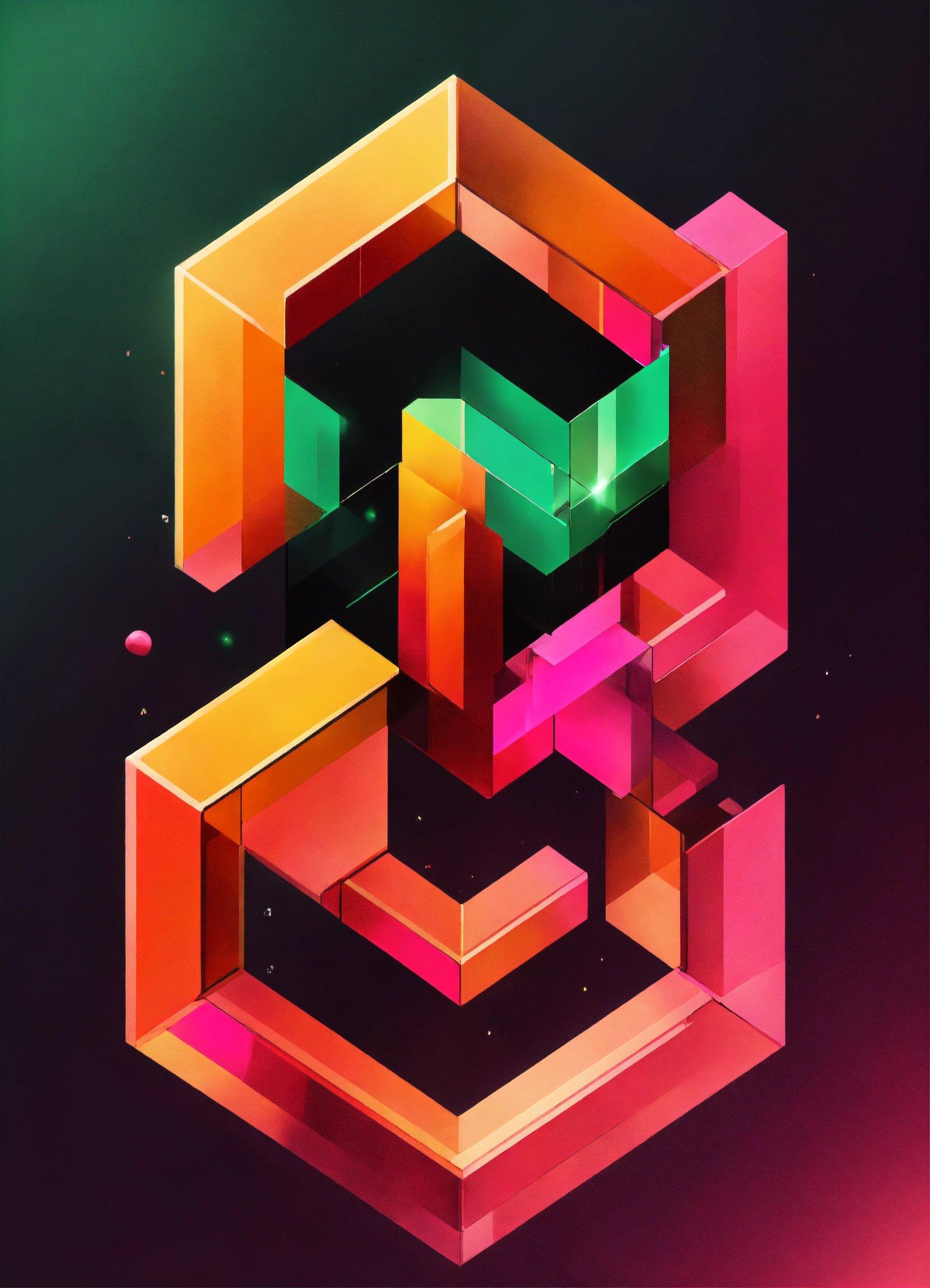 A Digital Art Work Of Geometric Shapes