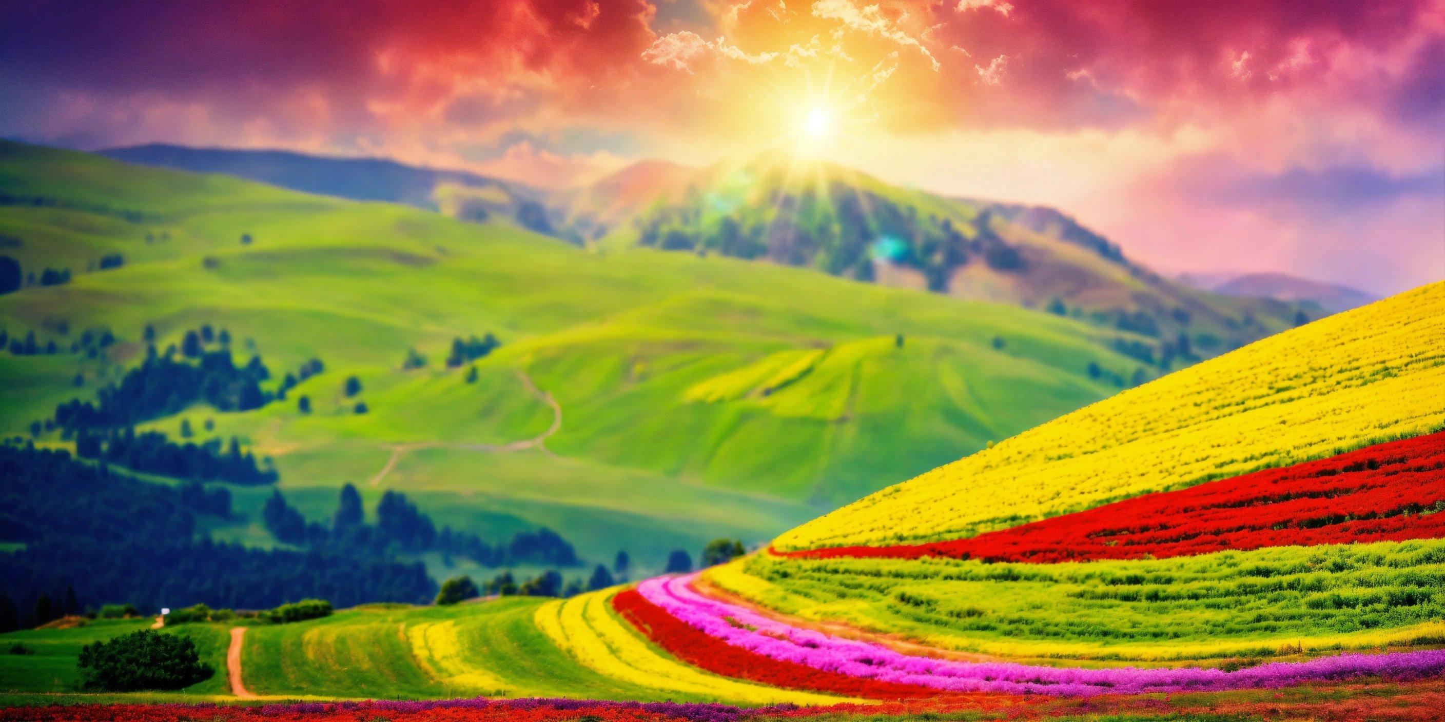 A Field Of Flowers With A Mountain In The Background