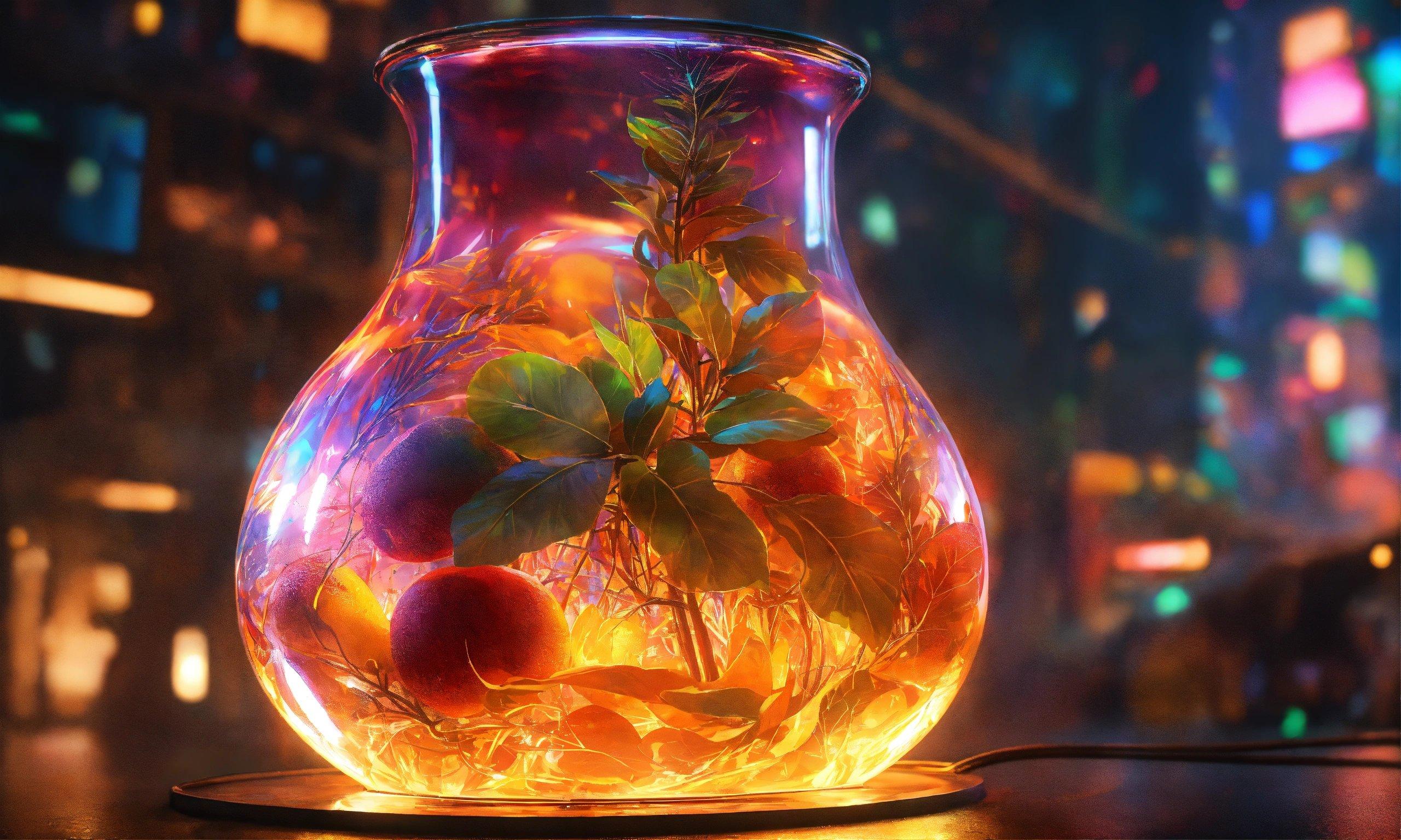 A Glass Vase With A Plant Inside Of It