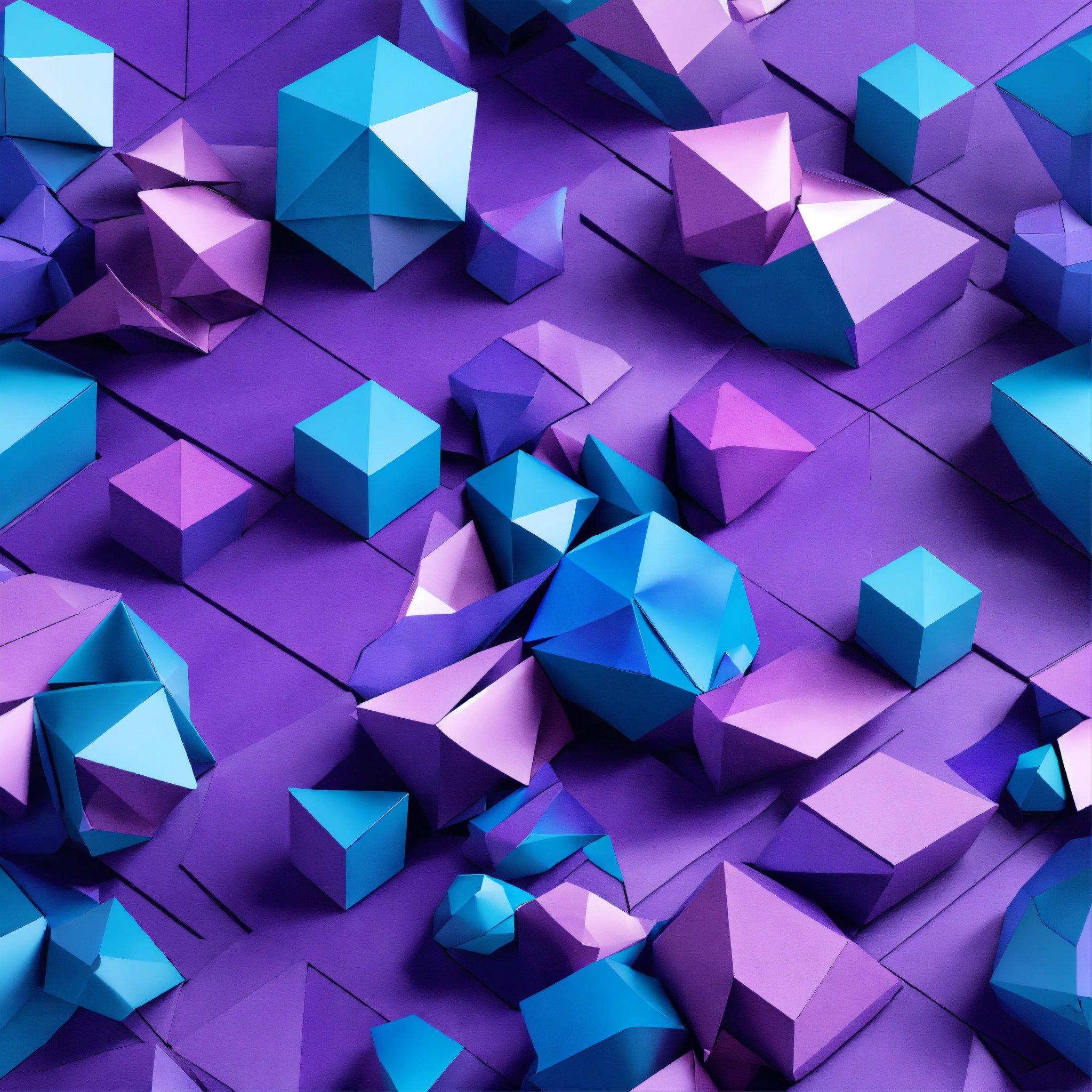 A Group Of Blue And Purple Cubes On A Purple Background