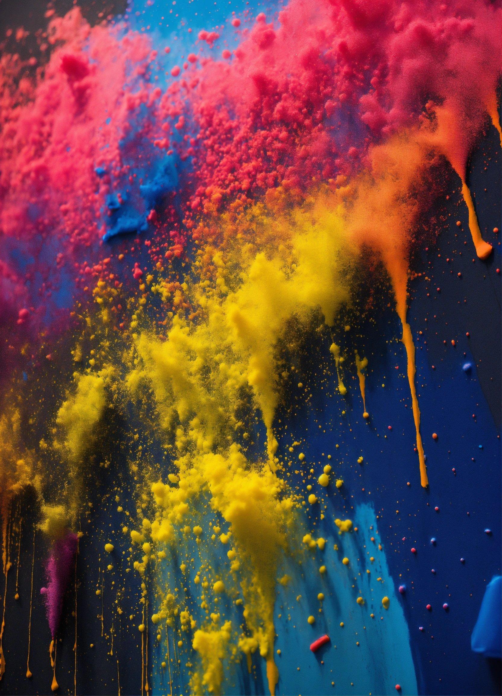 A Group Of Colored Powder Sprinkles On A Blue Surface