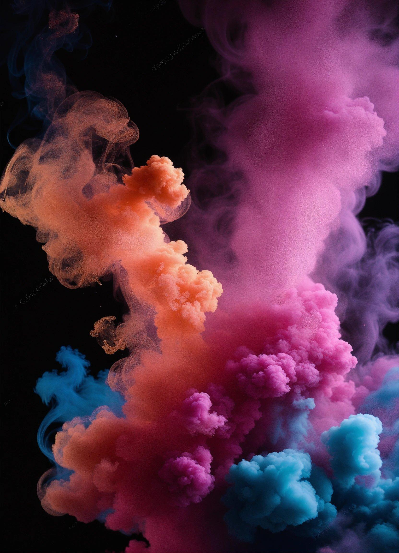 A Group Of Colored Smokes Floating In The Air