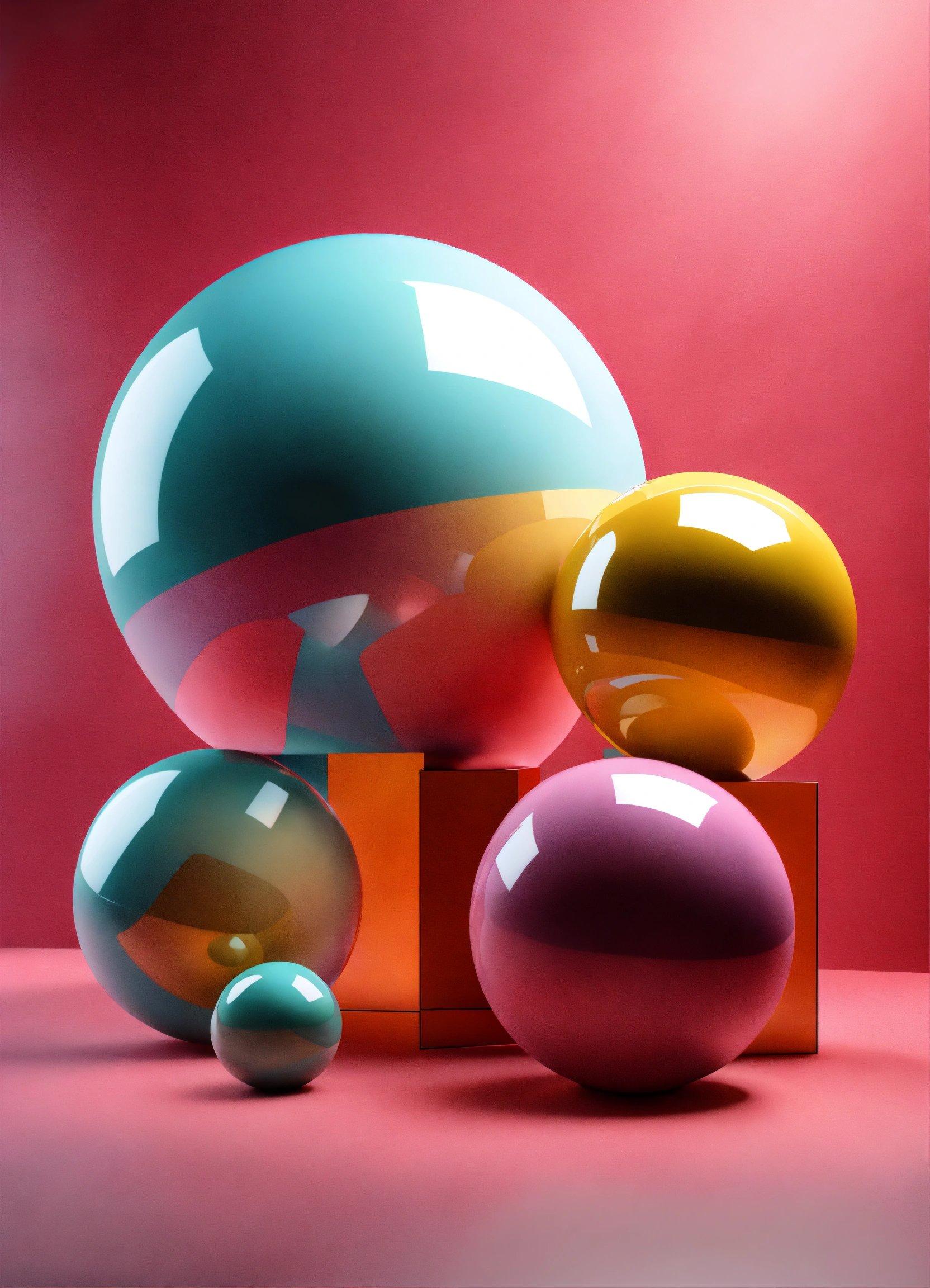 A Group Of Colorful Balls Sitting On Top Of A Table