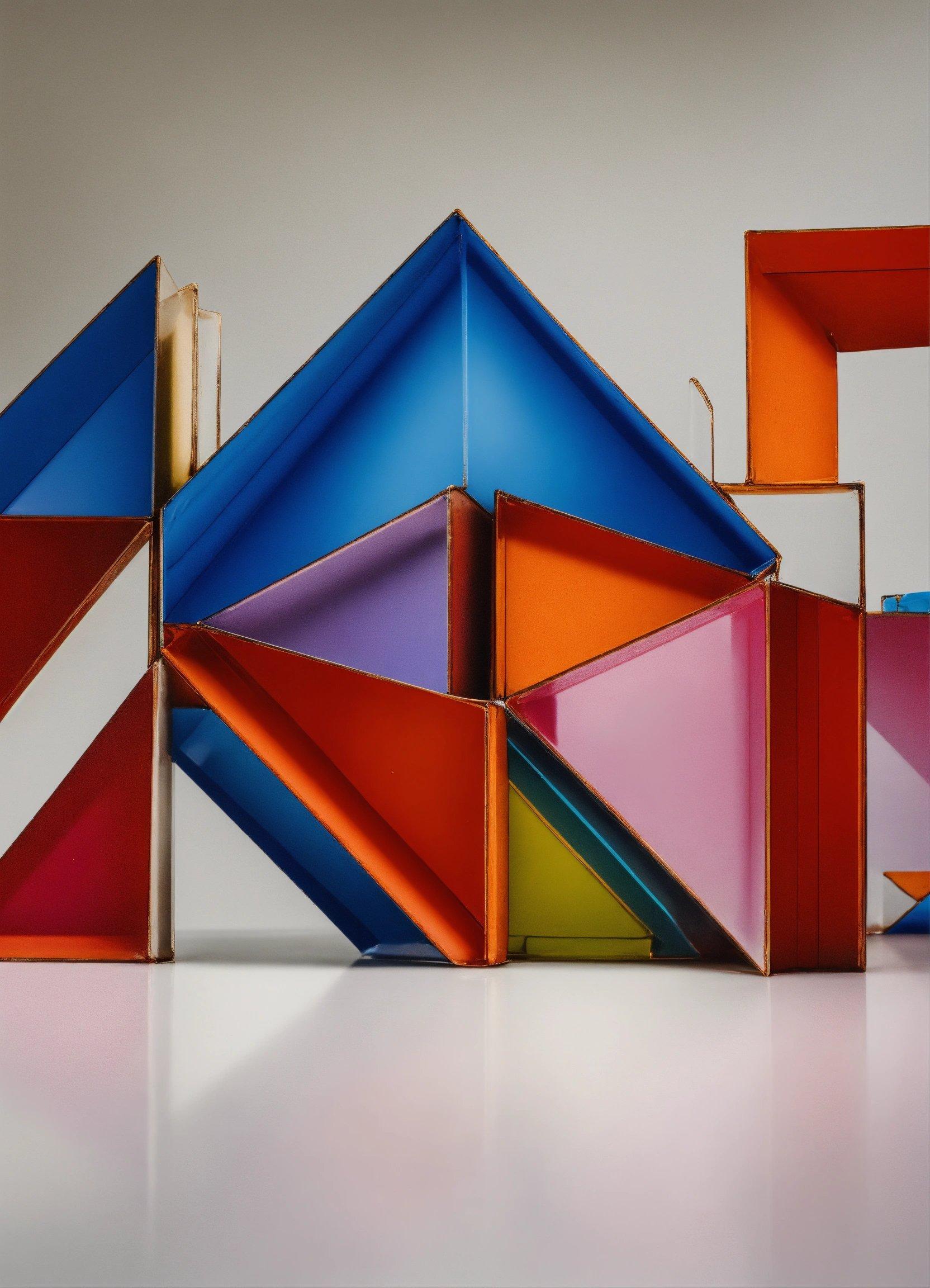 A Group Of Colorful Boxes Sitting On Top Of A White Floor