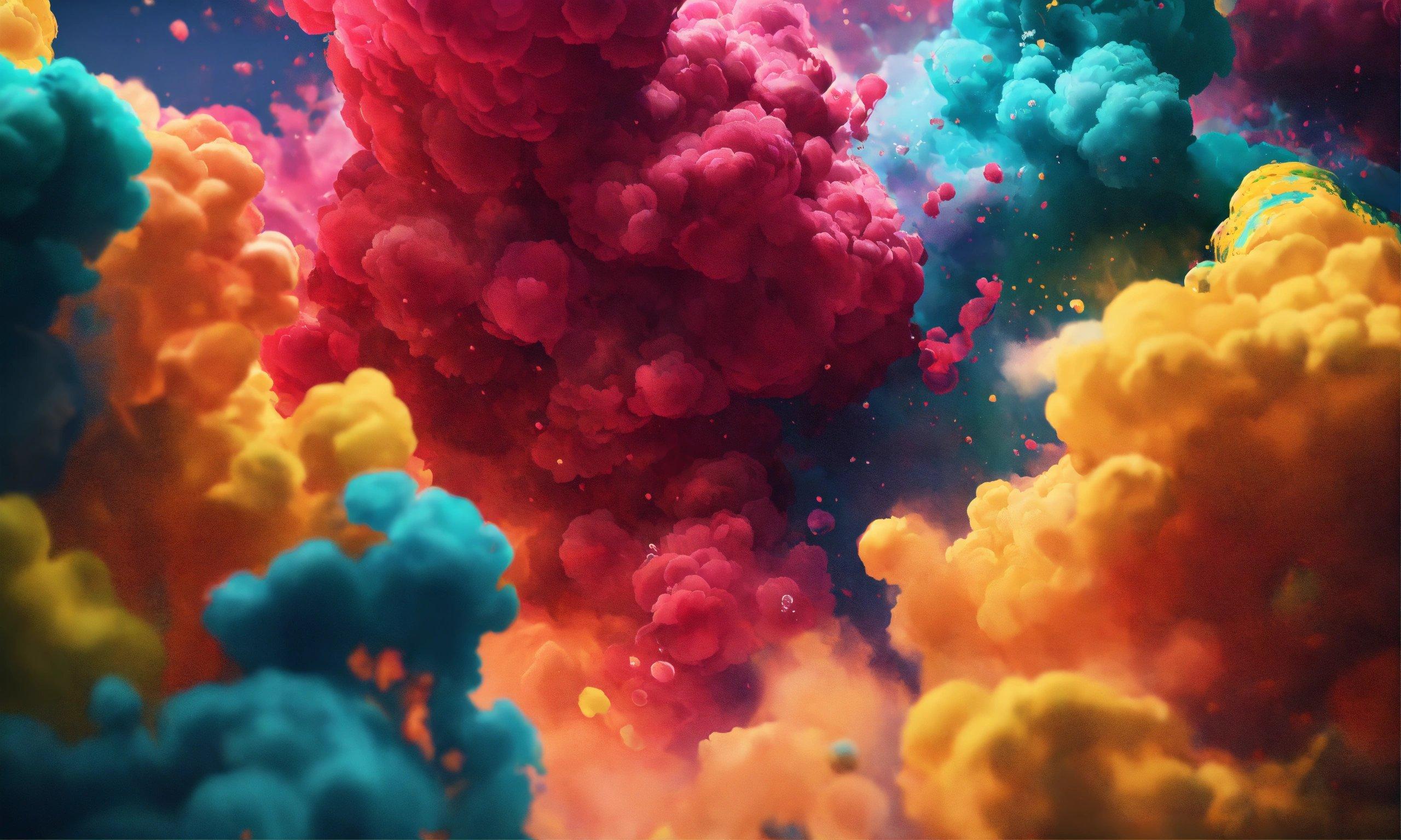 A Group Of Colorful Clouds Floating In The Air