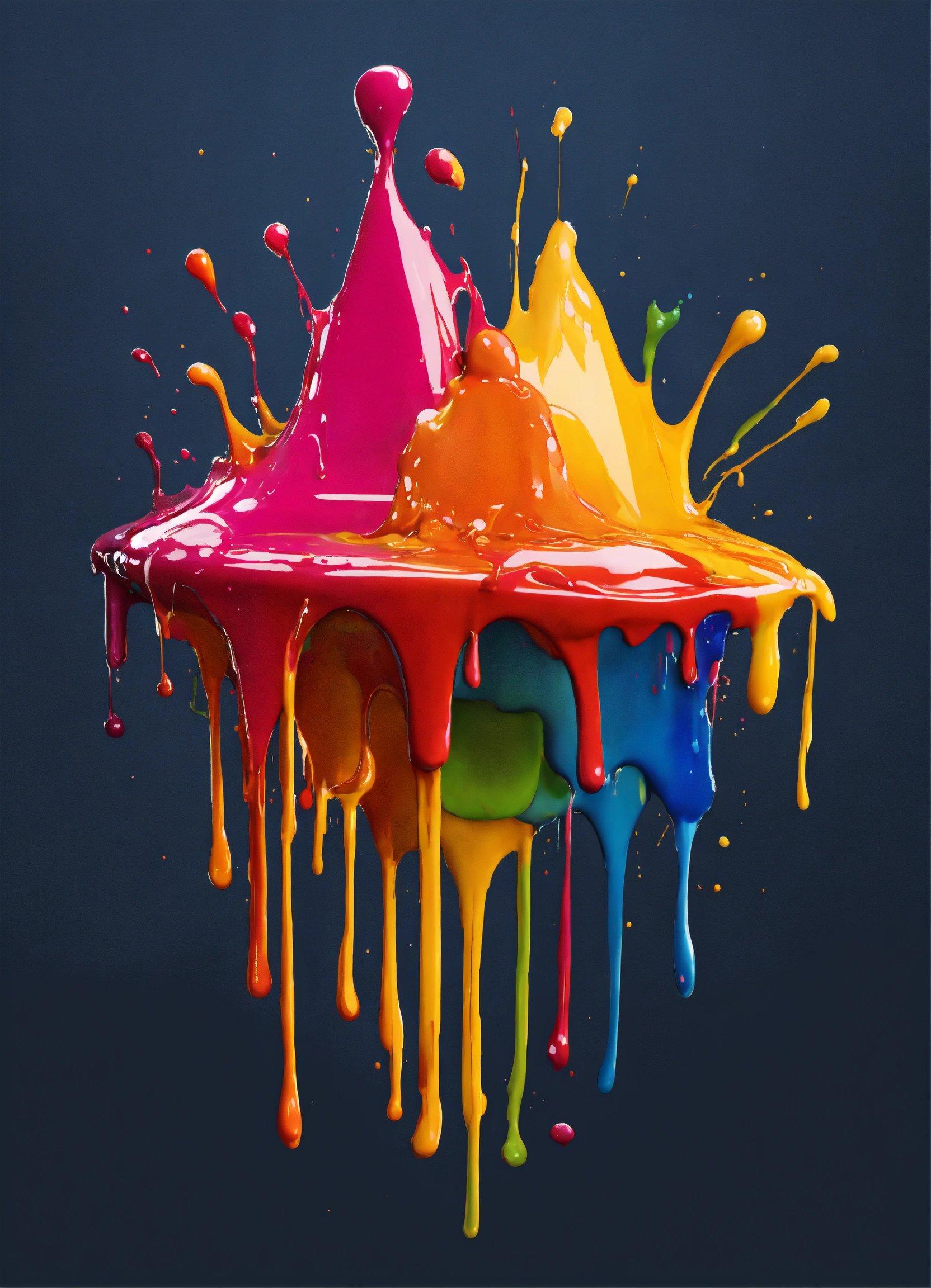 A Group Of Colorful Drops Of Paint On A Black Background