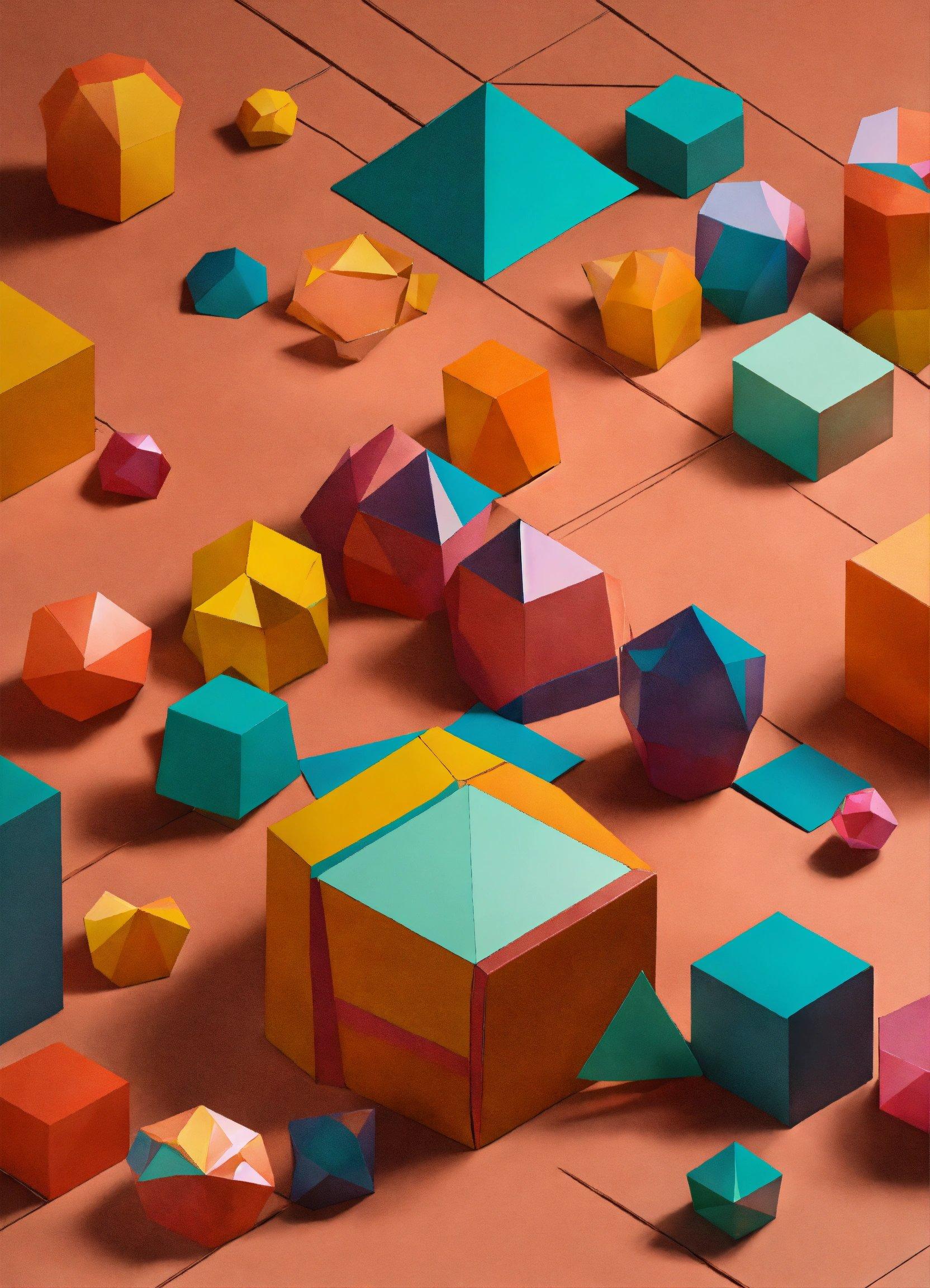 A Group Of Colorful Objects On A Pink Surface