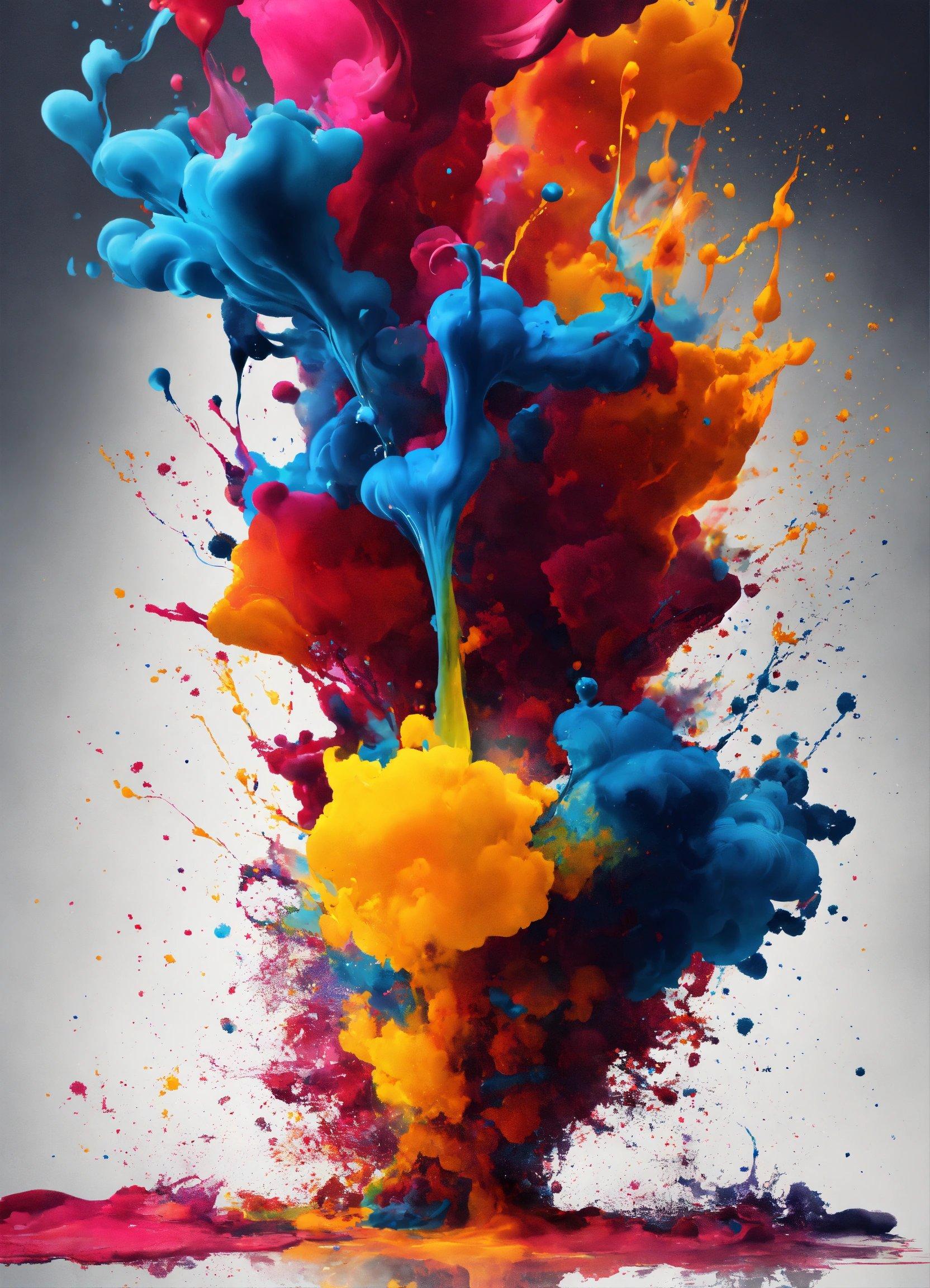 A Group Of Colorful Paint Splashing On Top Of Each Other