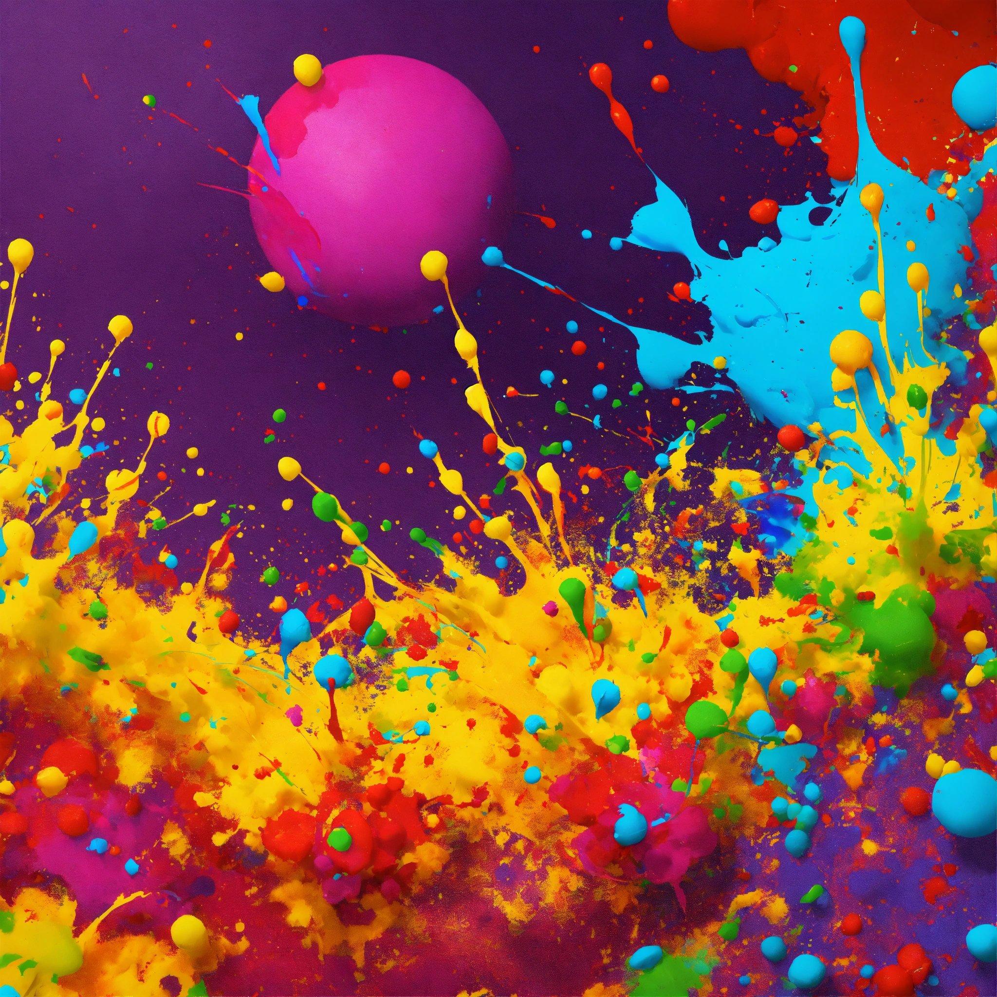 A Group Of Colorful Paint Sprinkles On A Purple Background