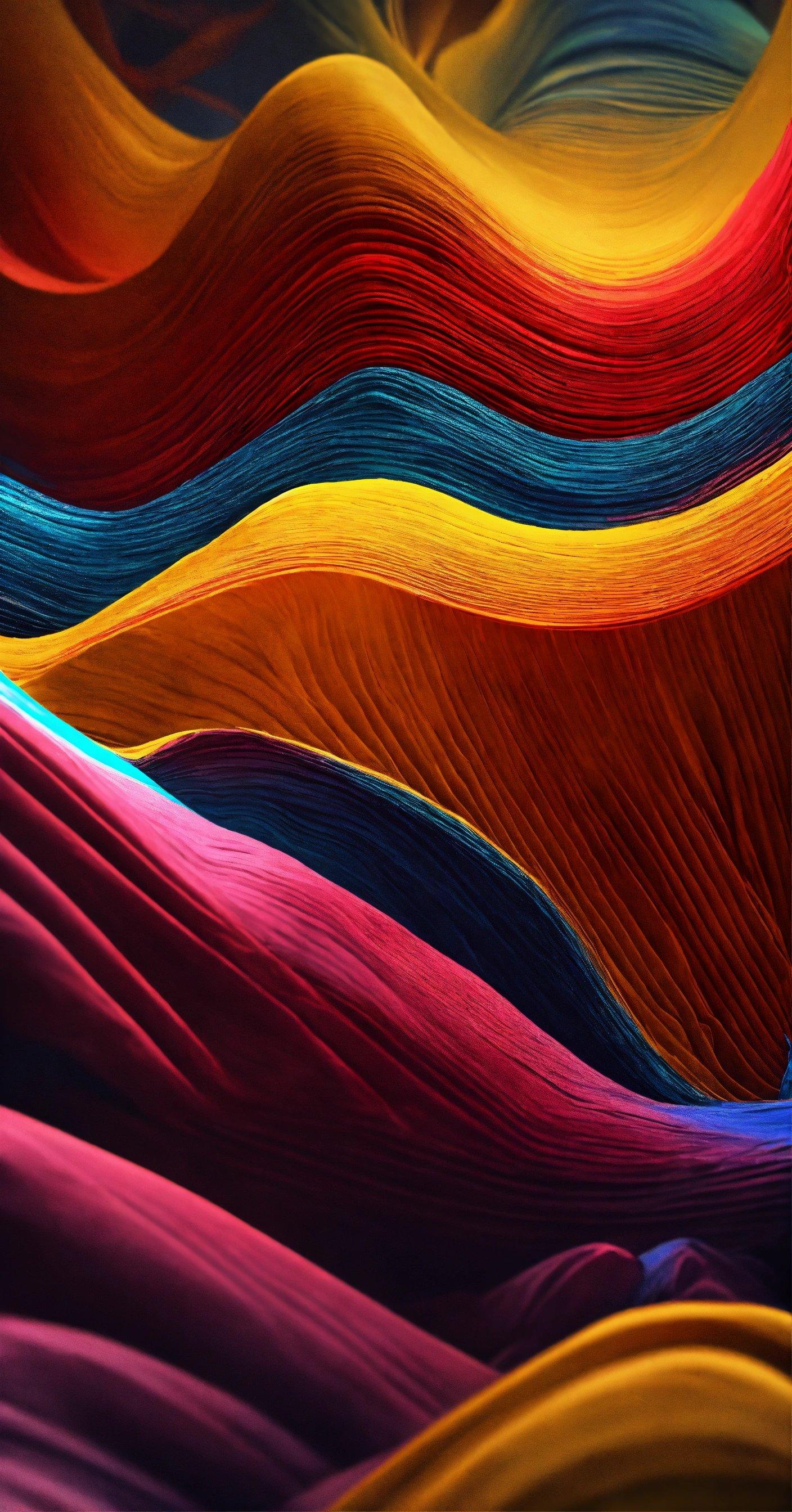 A Group Of Colorful Wavy Lines On A Black Background