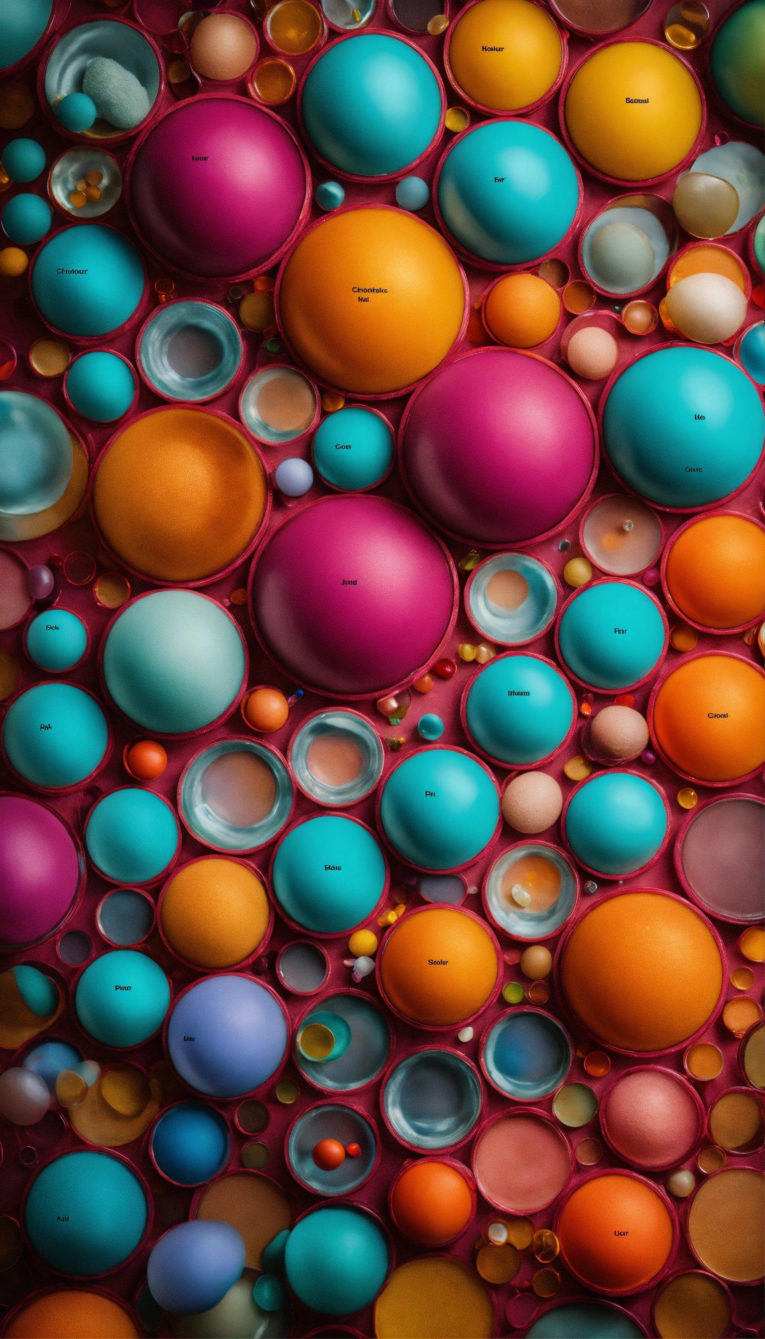 A Group Of Different Colored Balls Floating In A Pool Of Water