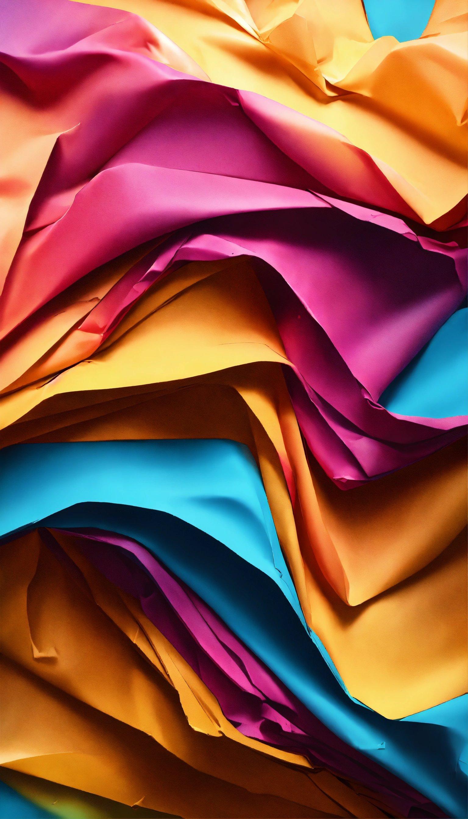 A Group Of Different Colored Fabric On A Blue Background