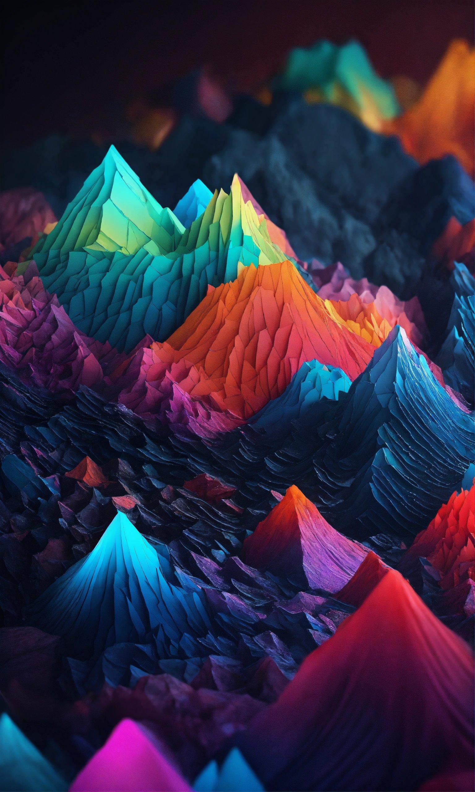 A Group Of Mountains That Have Been Colored In Different Colors