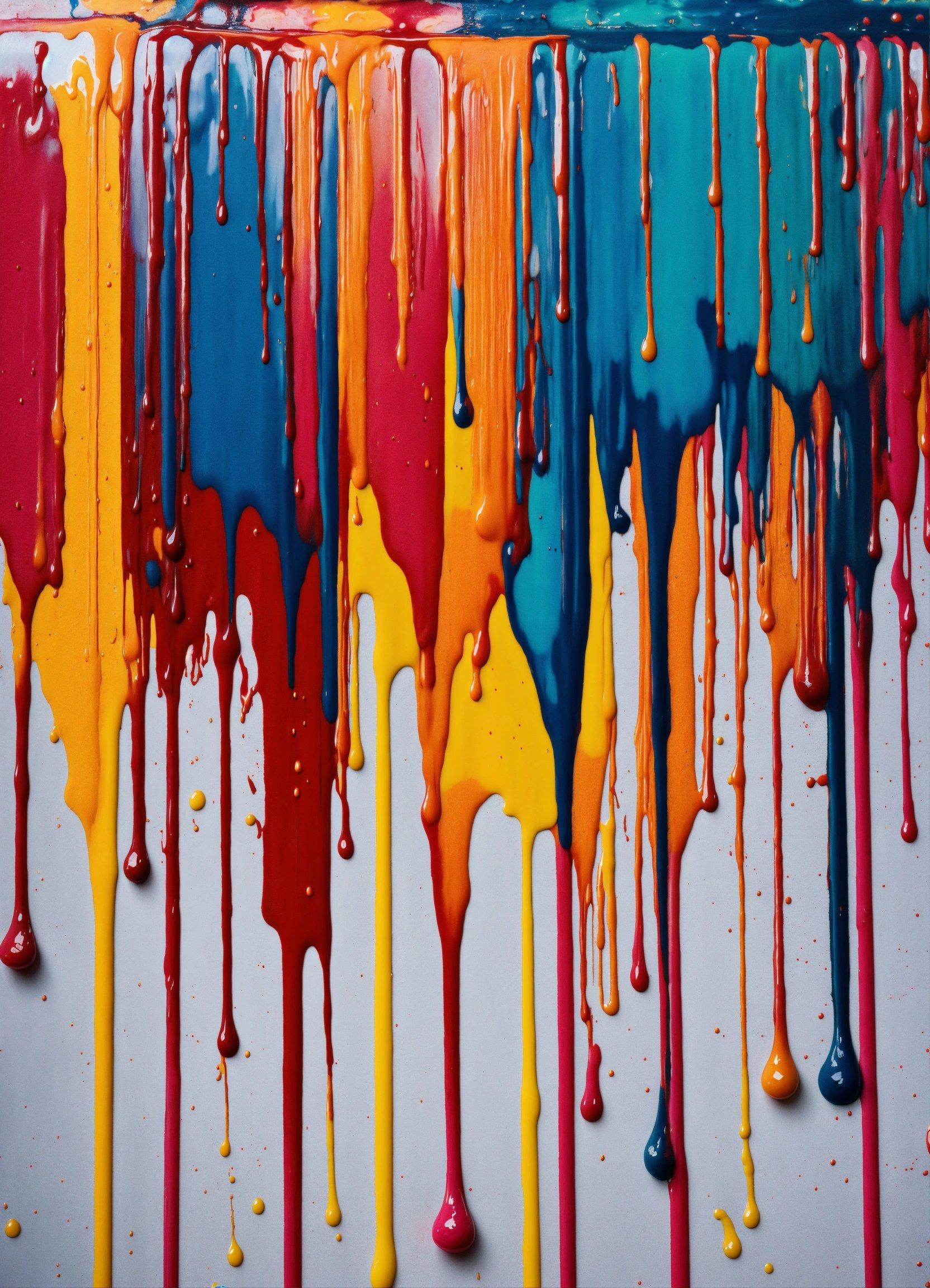 A Group Of Multicolored Dripping Paint On A Wall