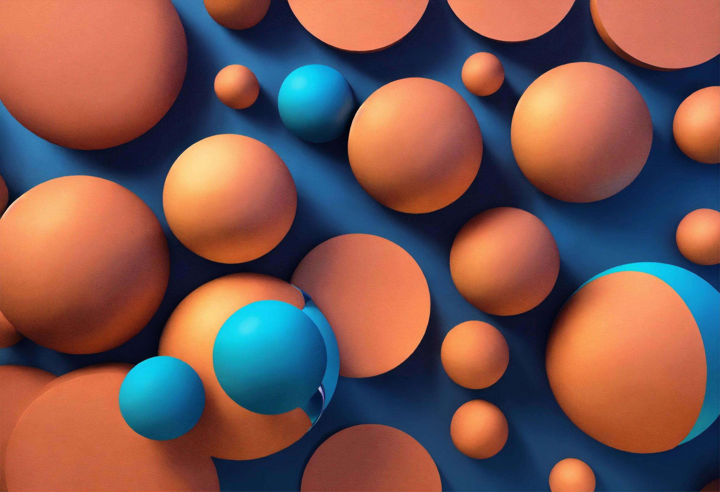 A Group Of Orange And Blue Balls And Circles