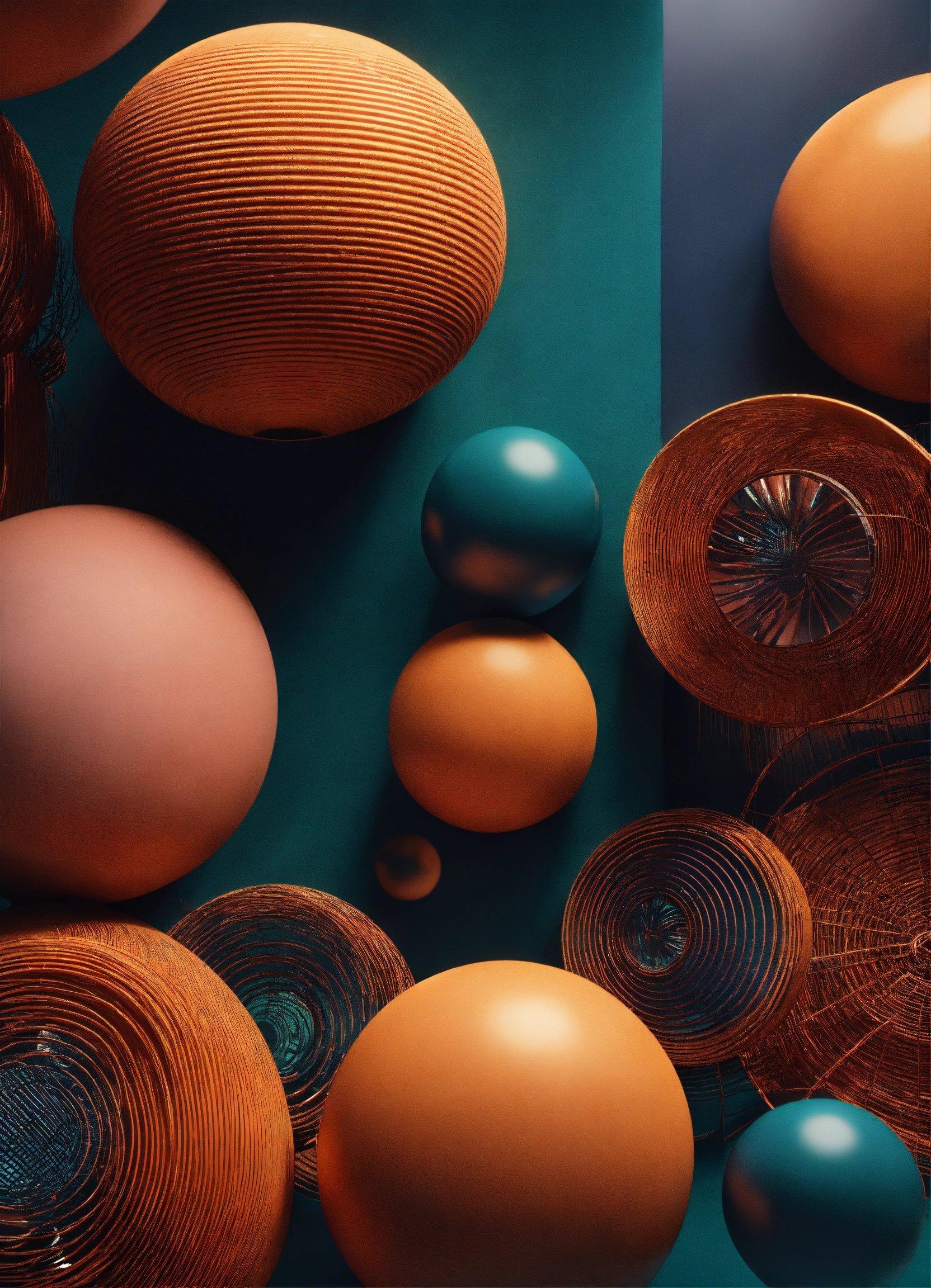 A Group Of Orange And Blue Balls Sitting On Top Of A Table