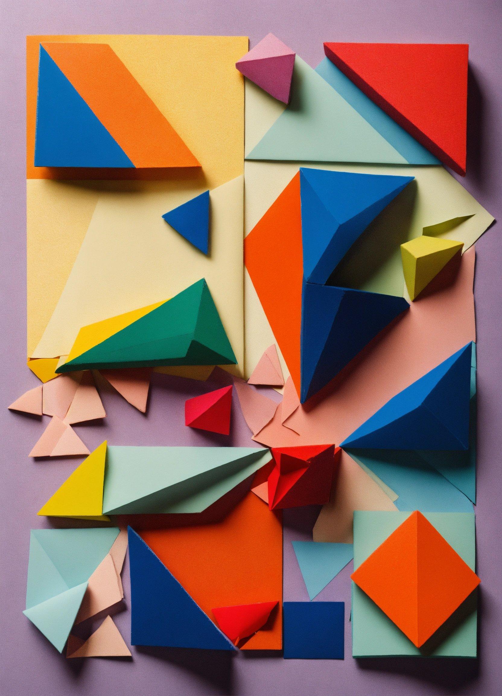 A Group Of Origami Pieces On A Purple Surface