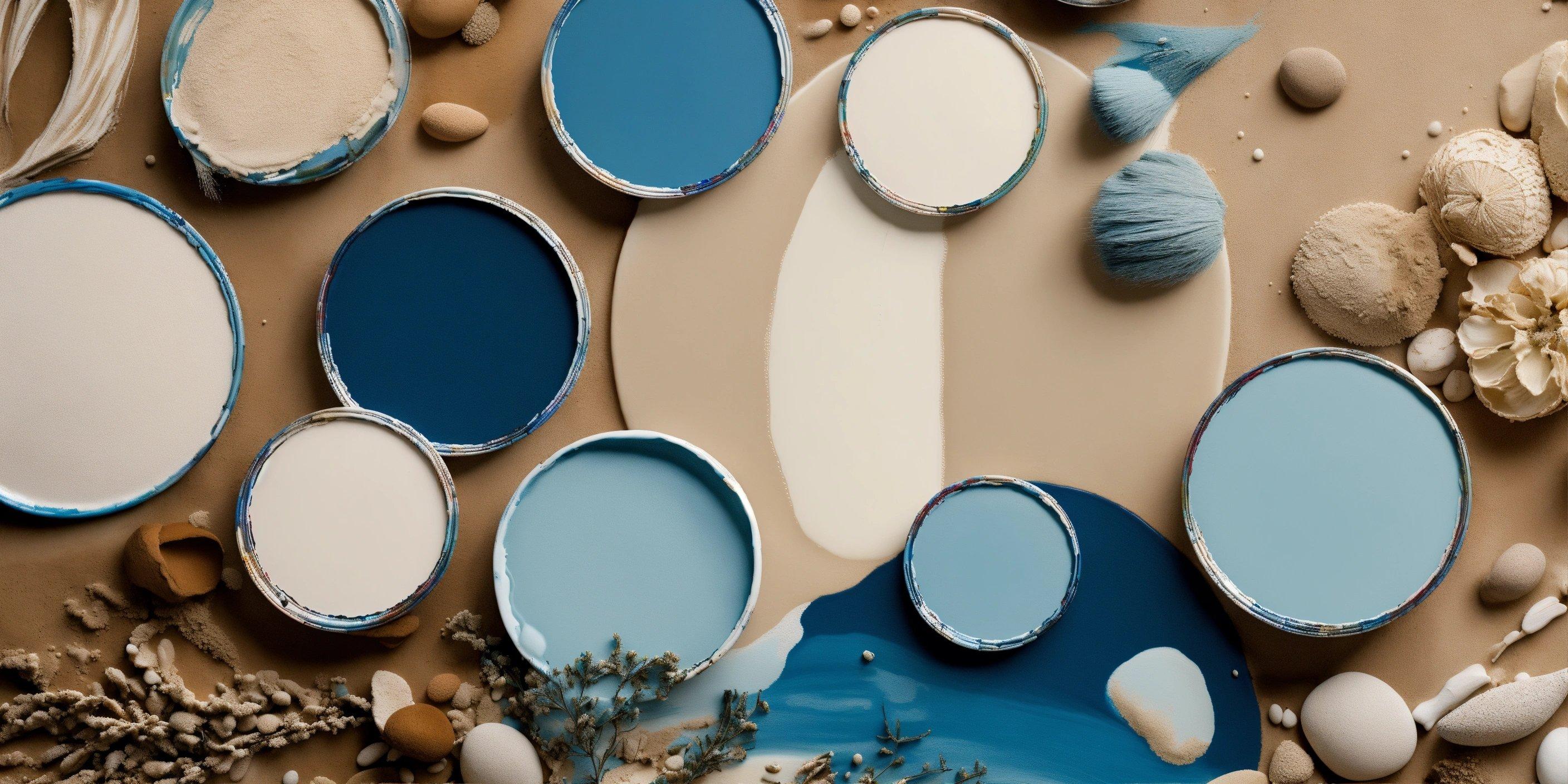 A Group Of Paint Pans With Different Shades Of Blue