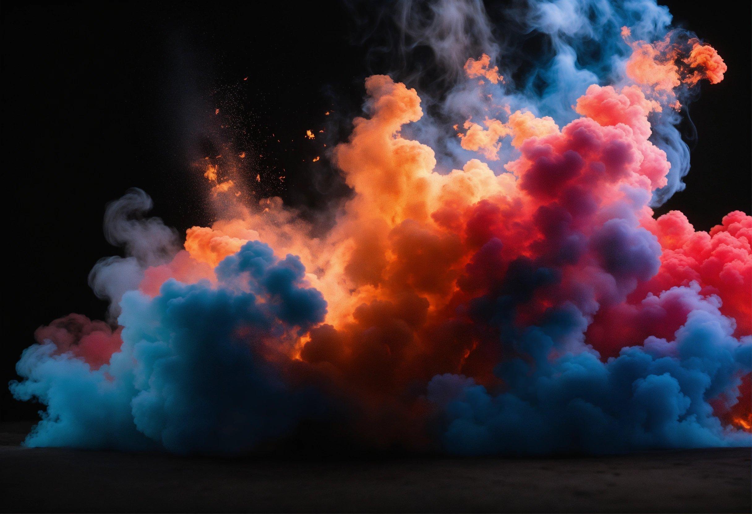 A Large Amount Of Colored Smoke On A Black Background