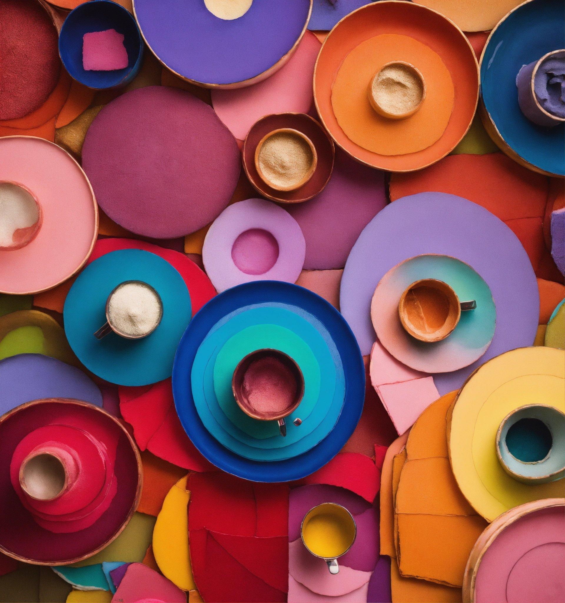 A Large Assortment Of Colorful Plates And Bowls