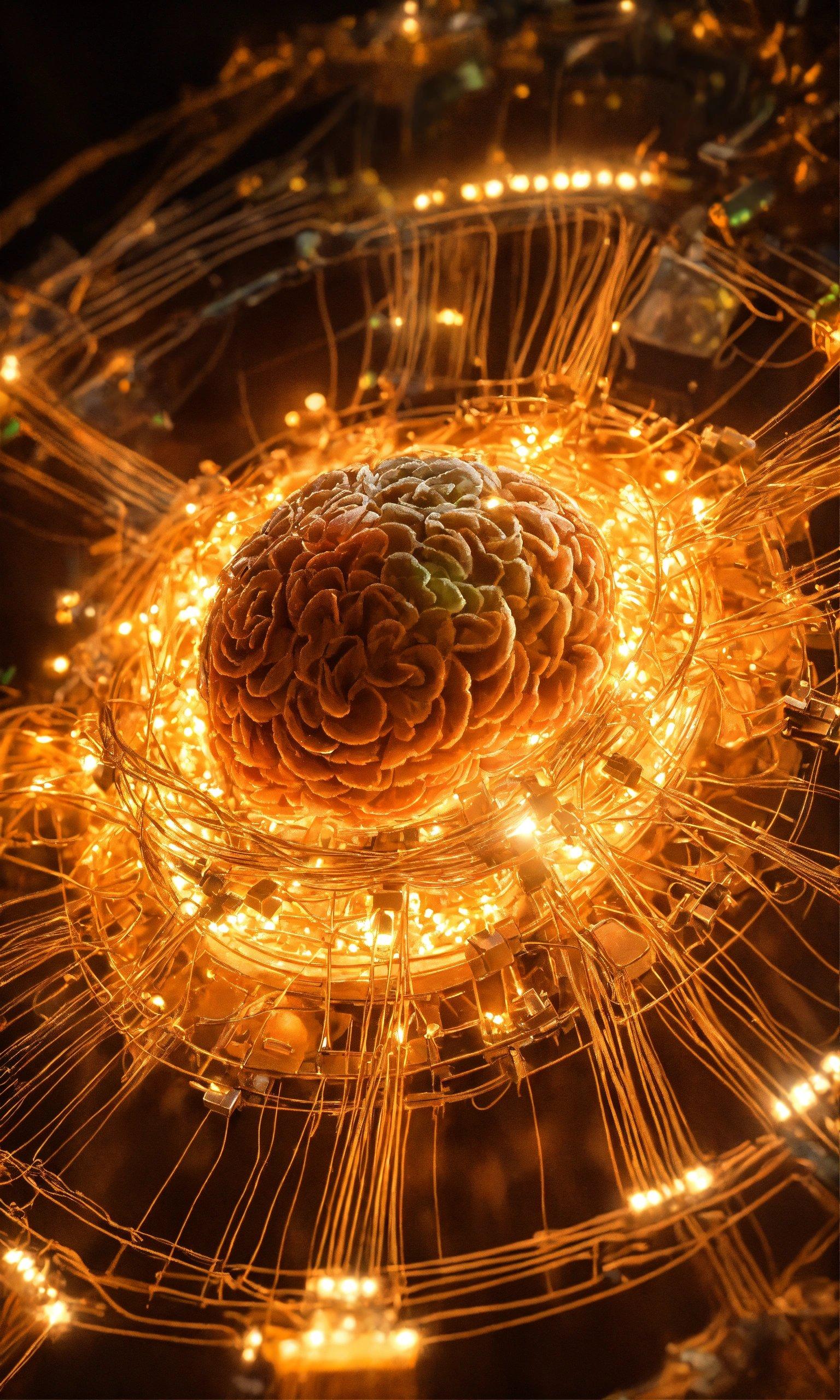 A Large Ball Of String Lights In The Center Of A Table