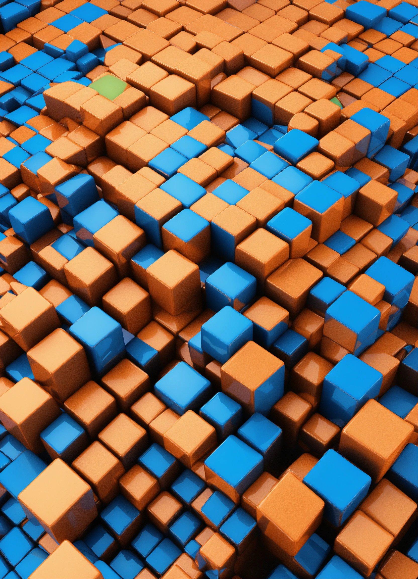 A Large Group Of Blue And Orange Cubes