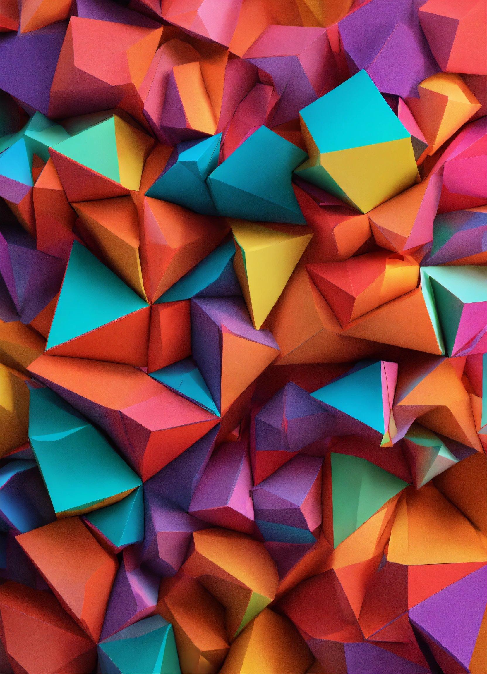 A Large Group Of Colorful Paper Shapes