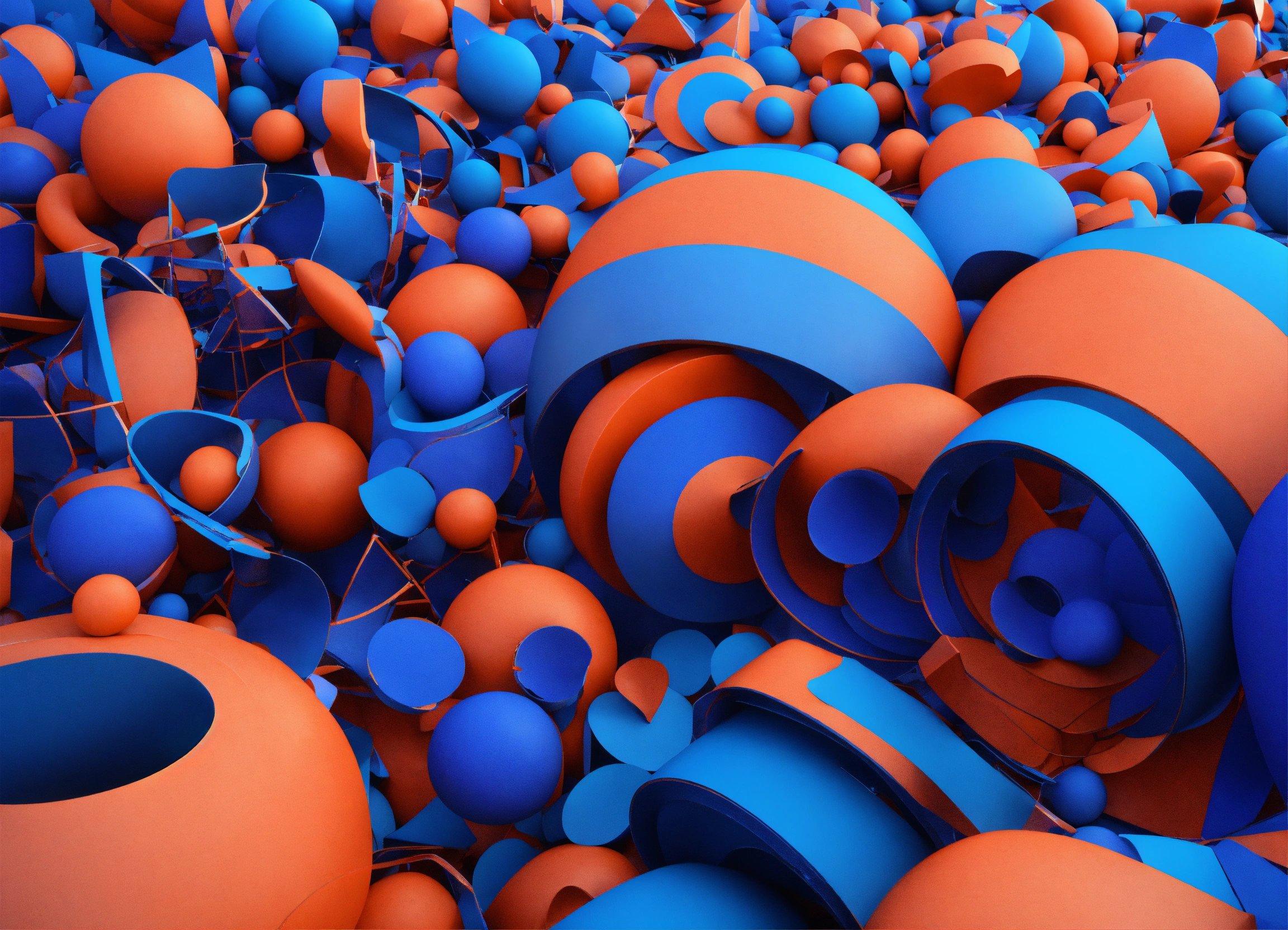 A Large Group Of Orange And Blue Objects